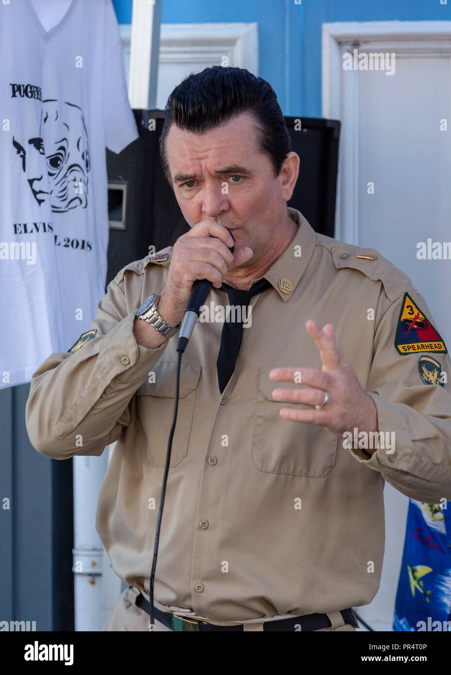 PORTHCAWL, VEREINIGTES KÖNIGREICH. 29. September 2018. Ein Performer im 2018 Elvis Festival in Porthcawl, South Wales. © Foto Matthew Lofthouse - Freier Fotograf Credit: Matthew Lofthouse/Alamy leben Nachrichten Stockfoto