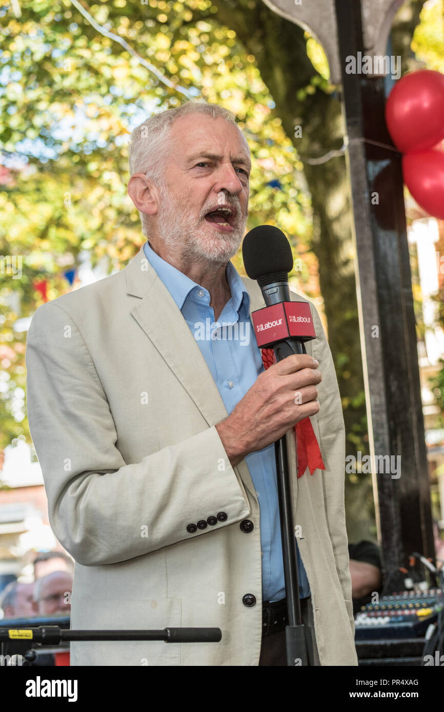 Redditch, UIK. 29. September 2018. Der Führer der Jeremy Corbyn sprechen in Redditch Worcestershire. Bild: Rob Hadley/Alamy leben Nachrichten Stockfoto