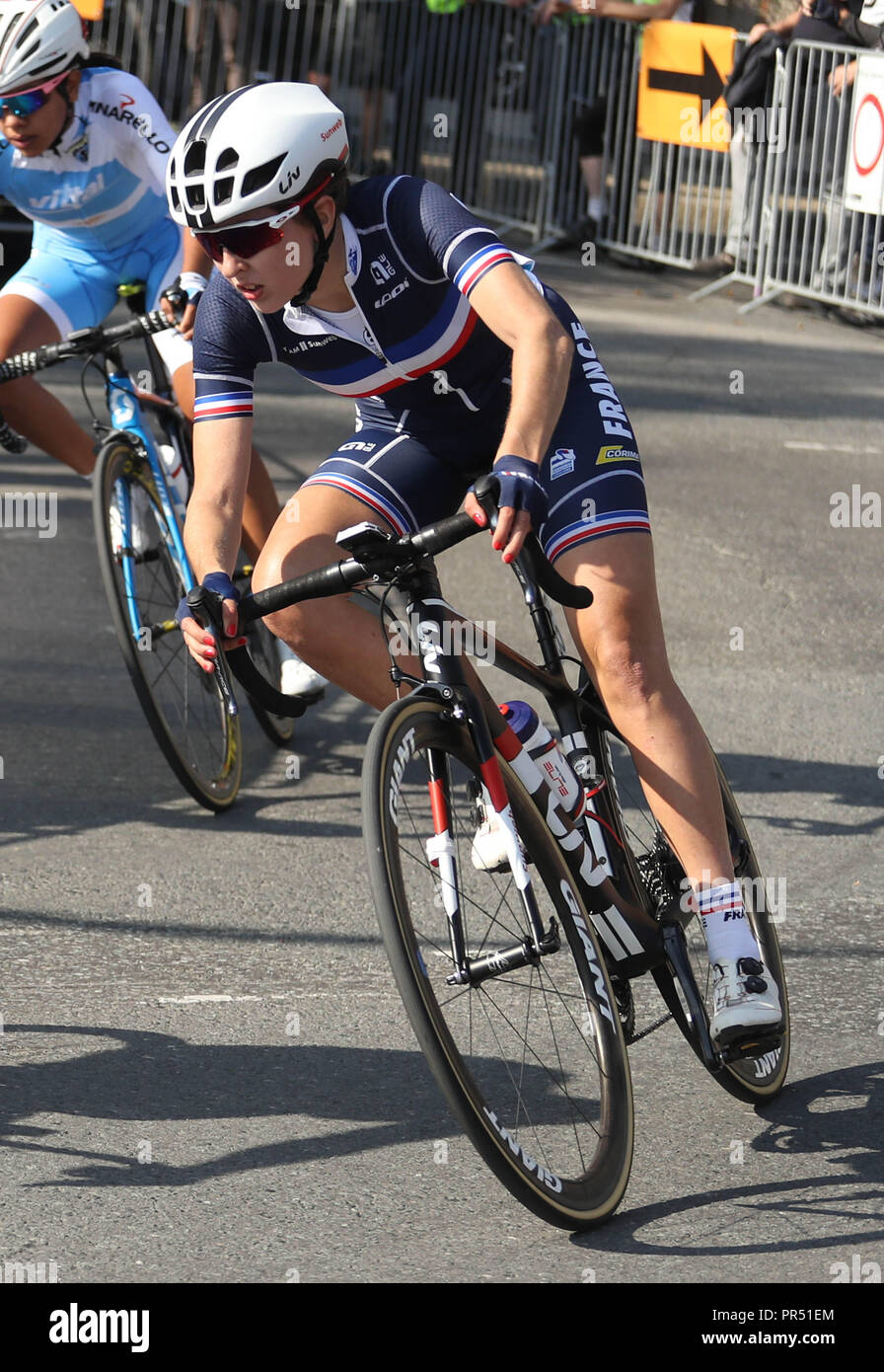 Innsbruck, Österreich. 29. September 2018. Juliette Labous (Frankreich) während der 2018 UCI Road World Championships, Frauen elite Straße Rennen am 29. September 2018 in Innsbruck, Österreich - Foto Laurent Lairys/DPPI Credit: Laurent Lairys/Agence Locevaphotos/Alamy leben Nachrichten Stockfoto