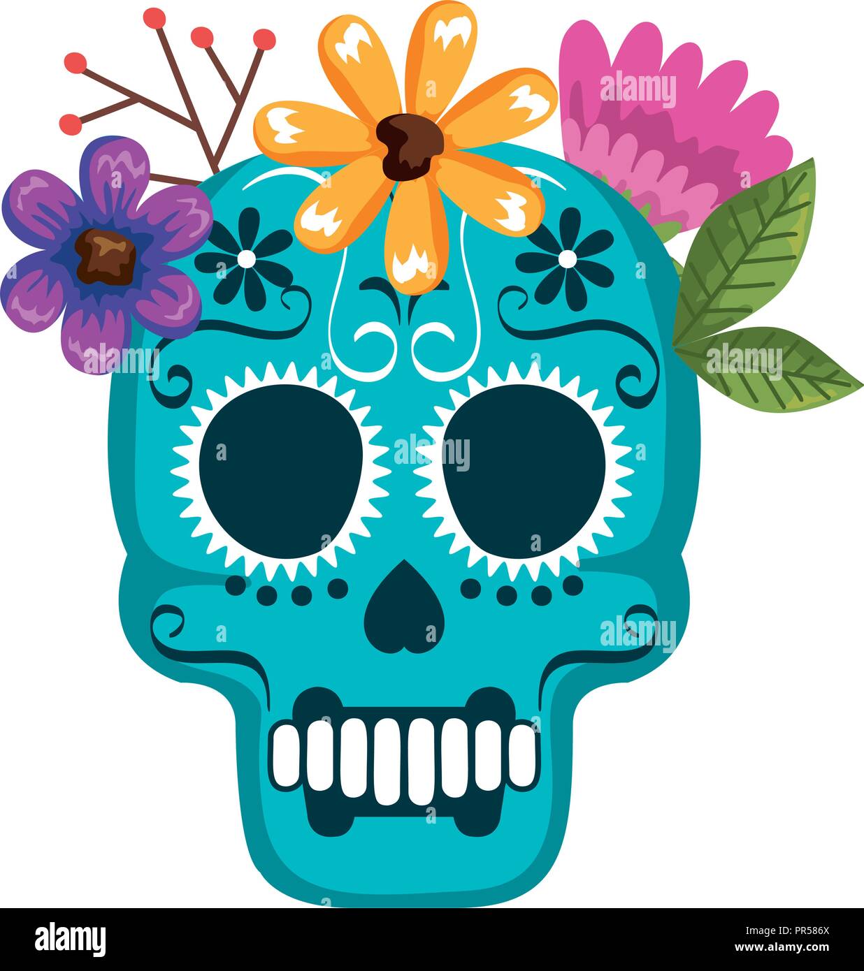 Maske des Santa Tod mit Blumen Vector Illustration Design Stock Vektor