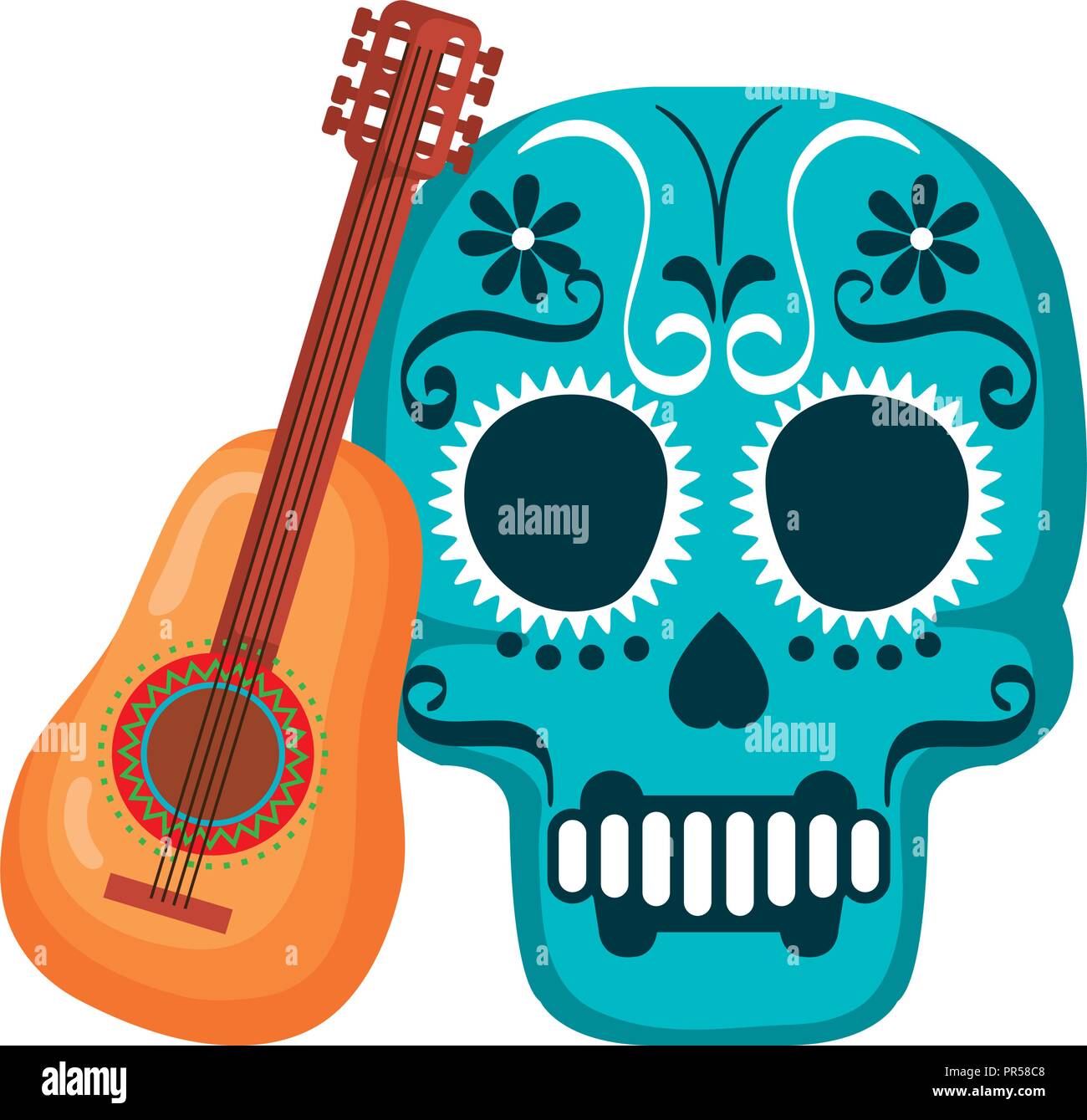 Maske des Santa Tod mit Gitarre Vector Illustration Design Stock Vektor