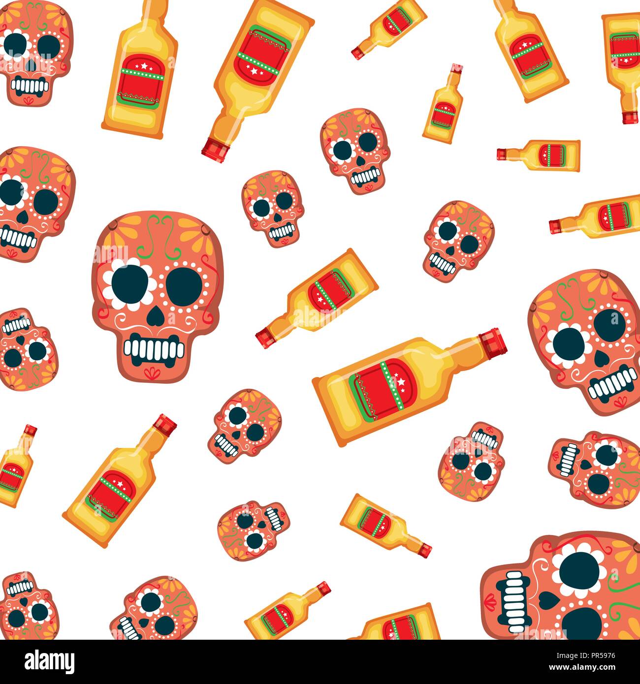 Maske des Santa Tod und Tequila Muster Vector Illustration Design Stock Vektor