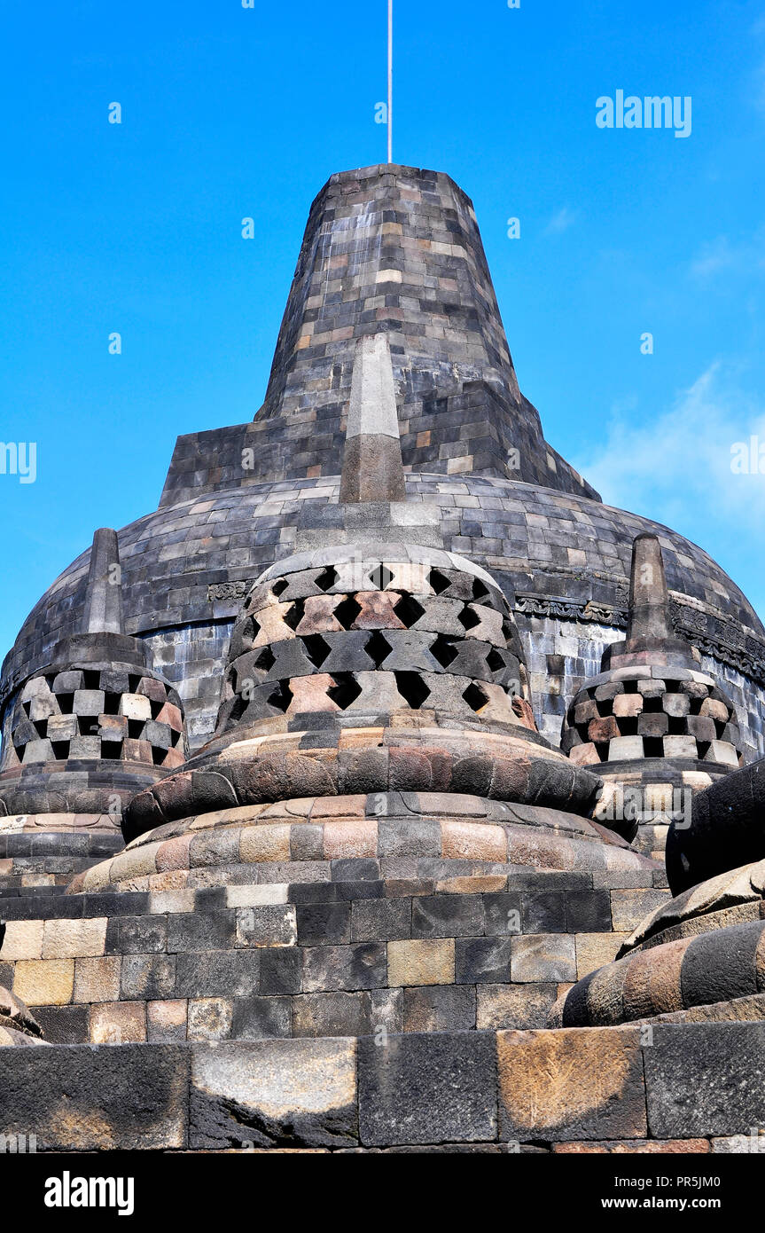 Borobudur Tempel ist ein Reiseziel in Asien, genauer in Zentral-java, Yogyakarta, Indonesien. Stockfoto