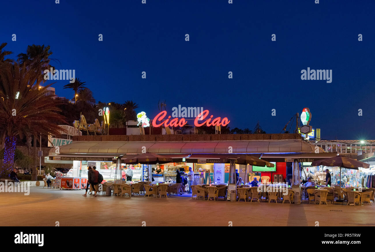 Nachtleben in Playa del Ingles Stockfoto