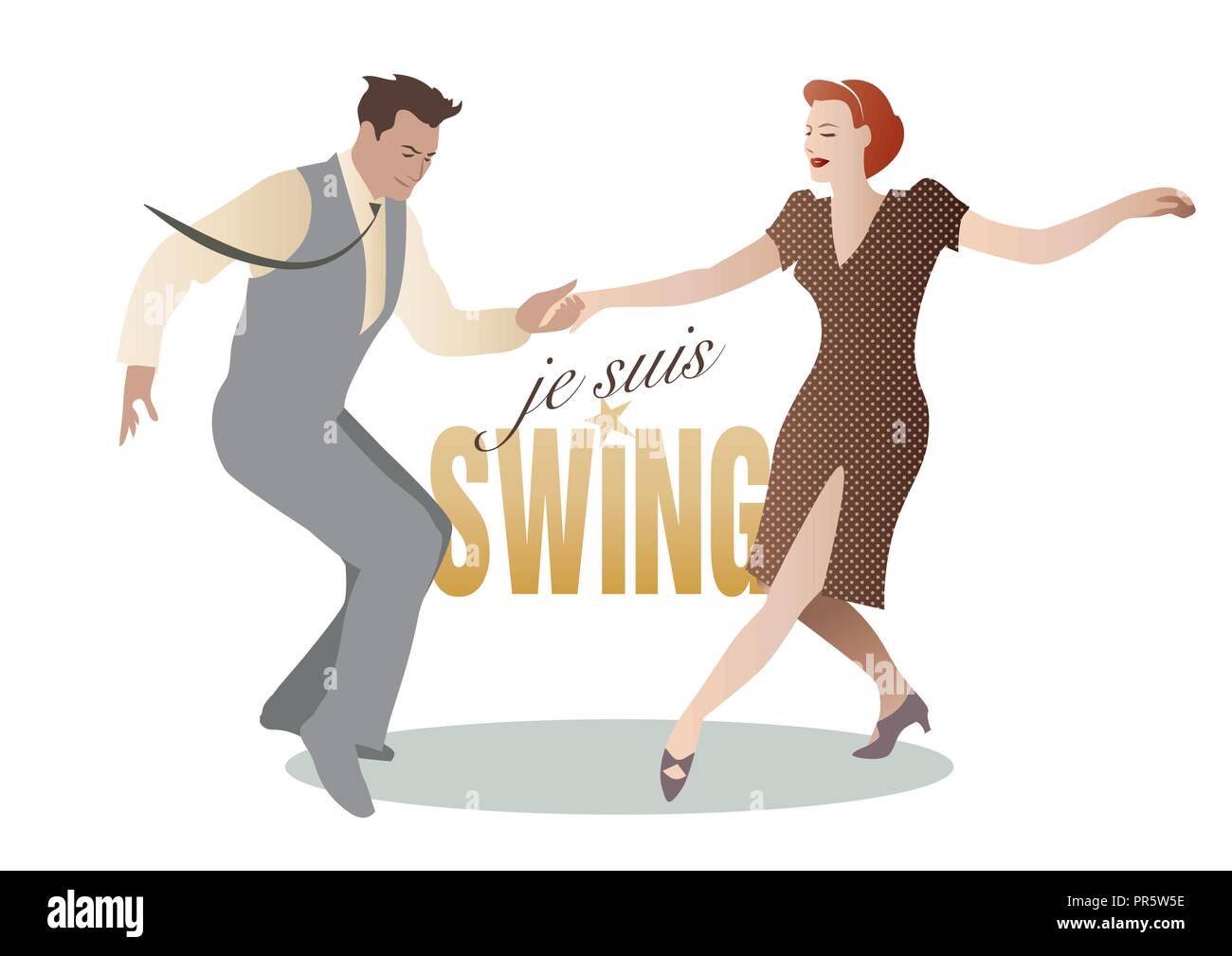 Schöner Mann und Pin-up-Girl tanzen Swing Stock Vektor