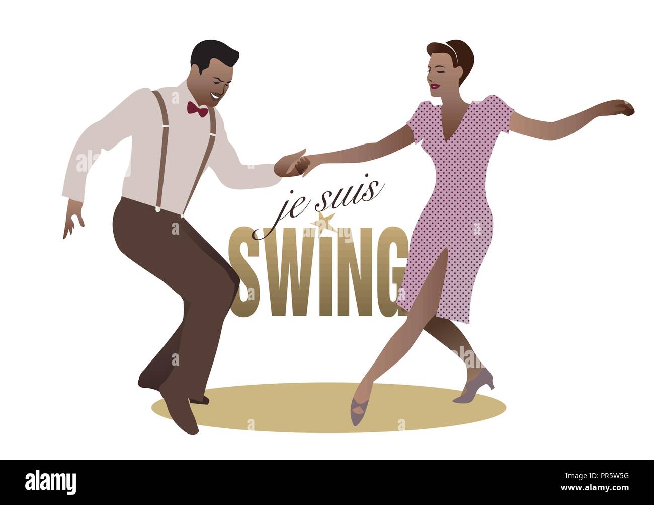 Schöner Mann und Pin-up-Girl tanzen Swing Stock Vektor