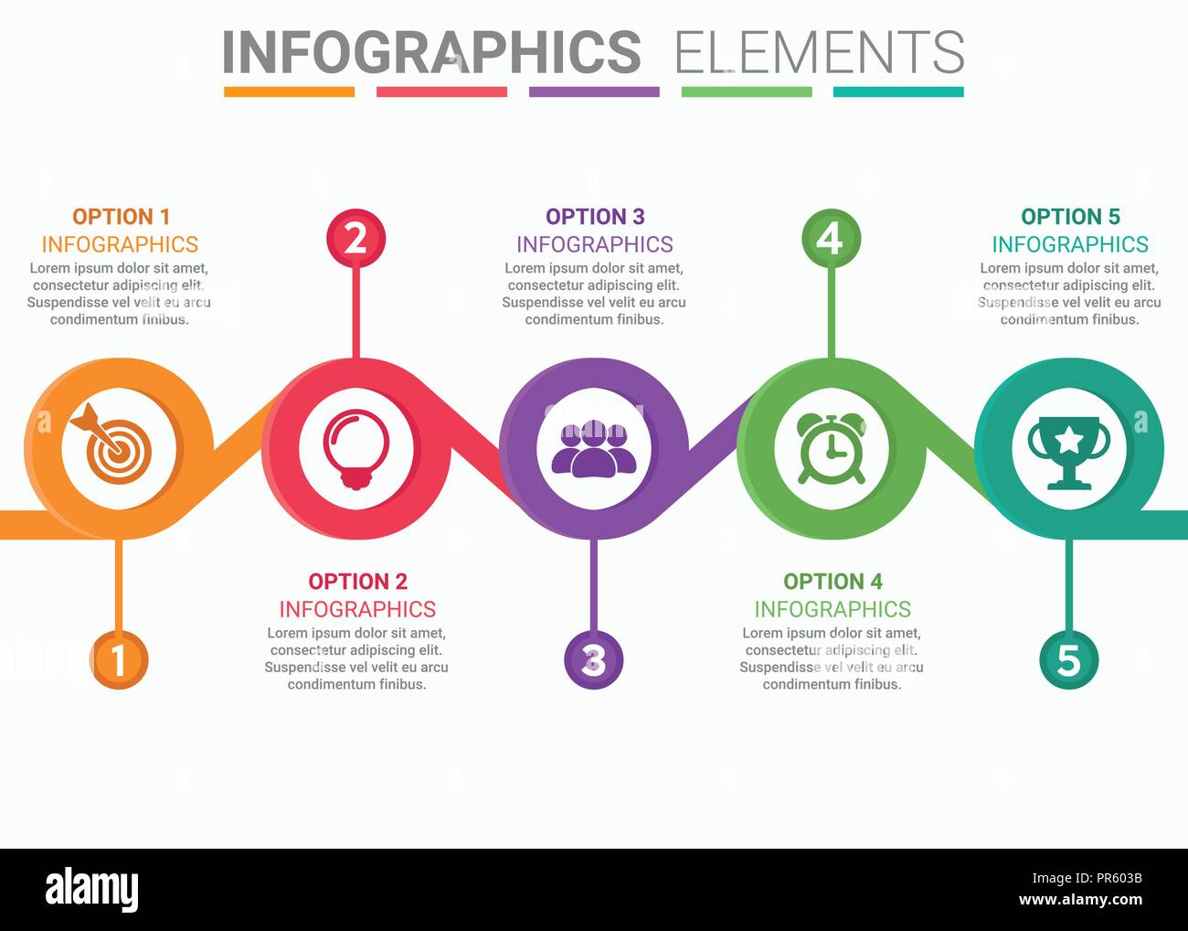Infografiken Element abstrakt Design die Zahl Fünf timeline Vorlage Stock Vektor