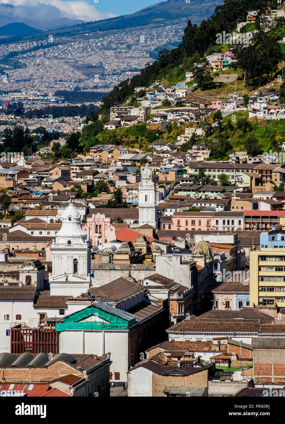 Altstadt, Erhöhte Ansicht, Quito, Provinz Pichincha, Ecuador Stockfoto