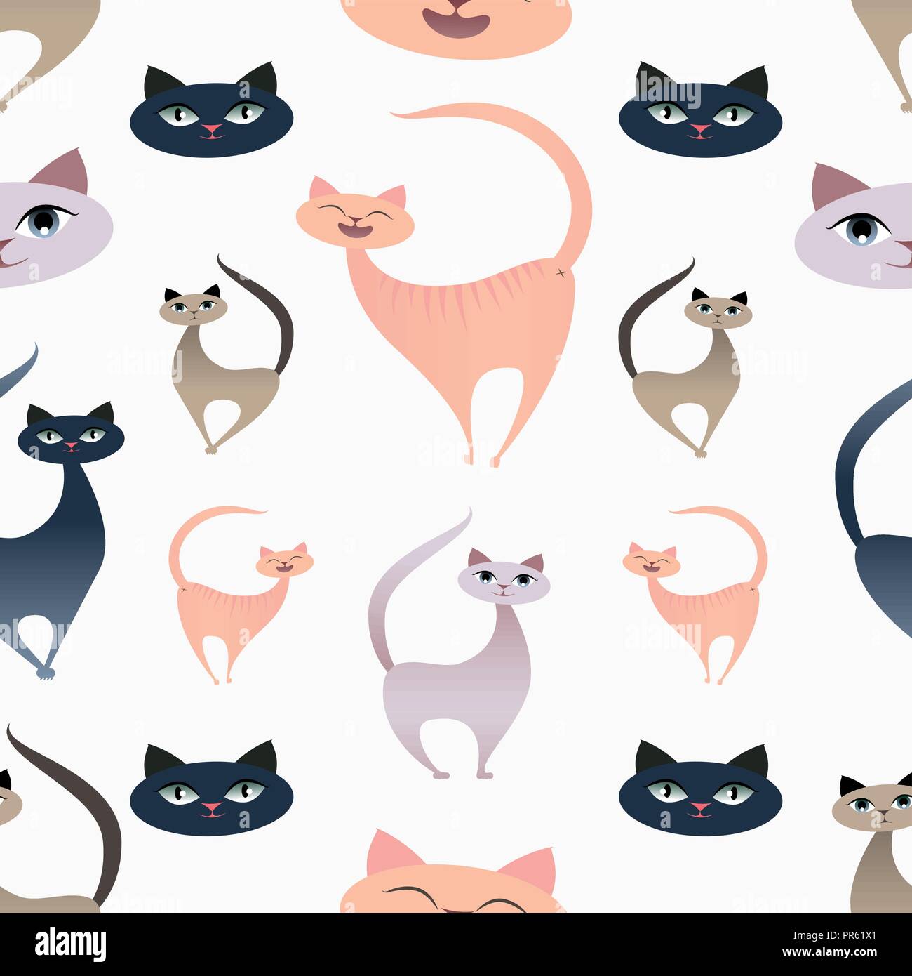 Lustige Katzen Muster nahtlose Vektor Stock Vektor