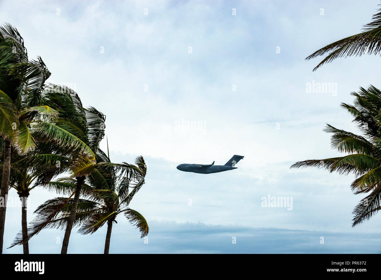 Miami Beach, Florida, nationaler Gruß an Amerikas Heroes Air & Sea Water Show, Militärtransportflugzeug Boeing C-17 Globemaster III, Besucher reisen t Stockfoto