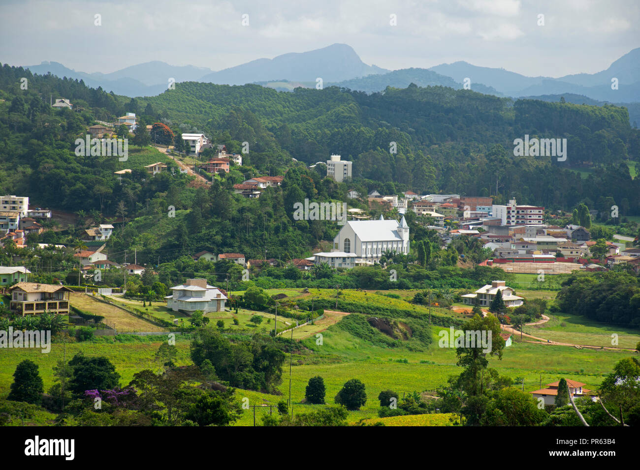 Luftaufnahme von Venda Nova do Imigrante, in der kleinen Stadt von Espirito Santo, Brasilien Stockfoto