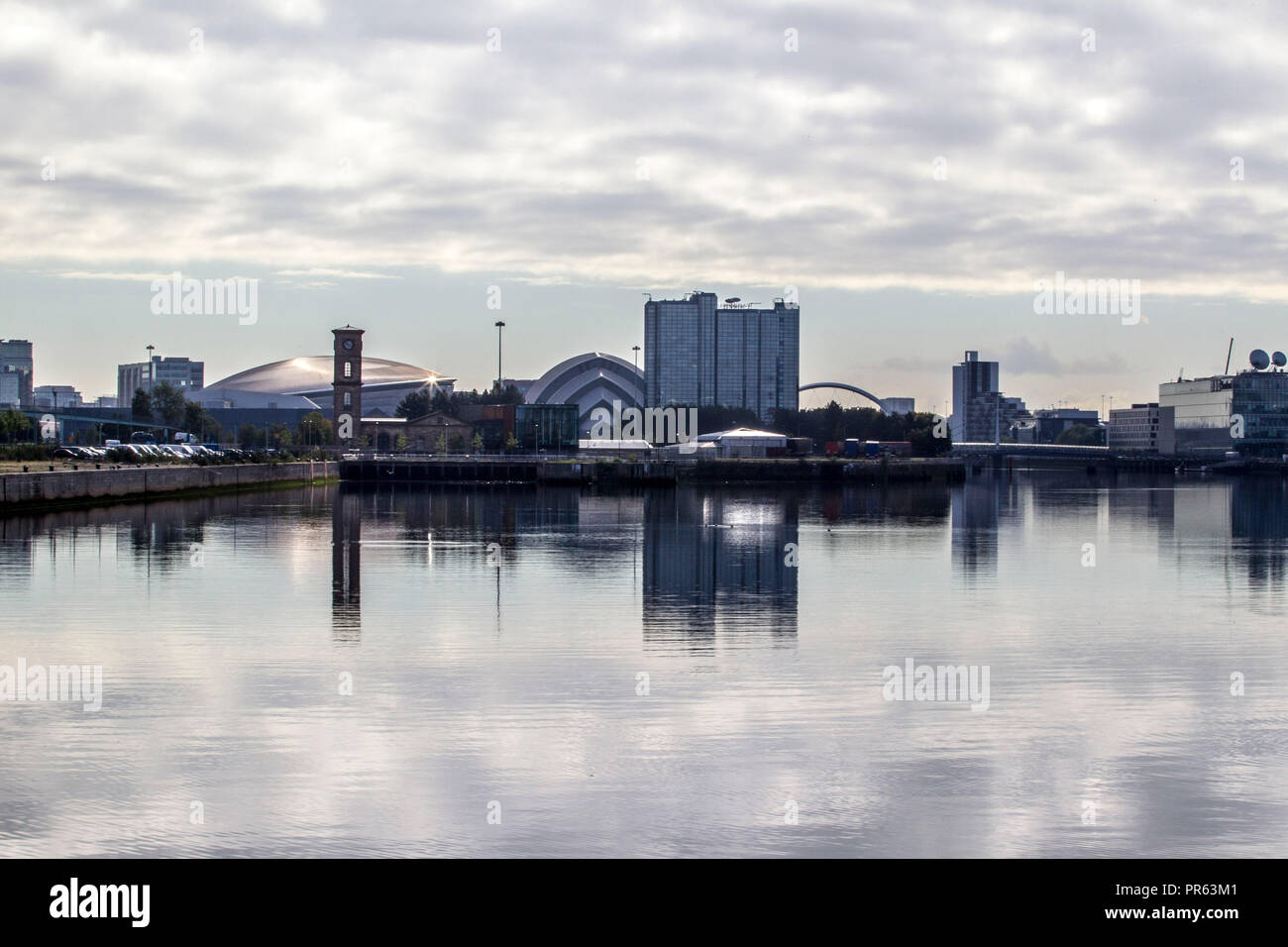 Skyline von Fluss Clyde in Glasgow Stockfoto