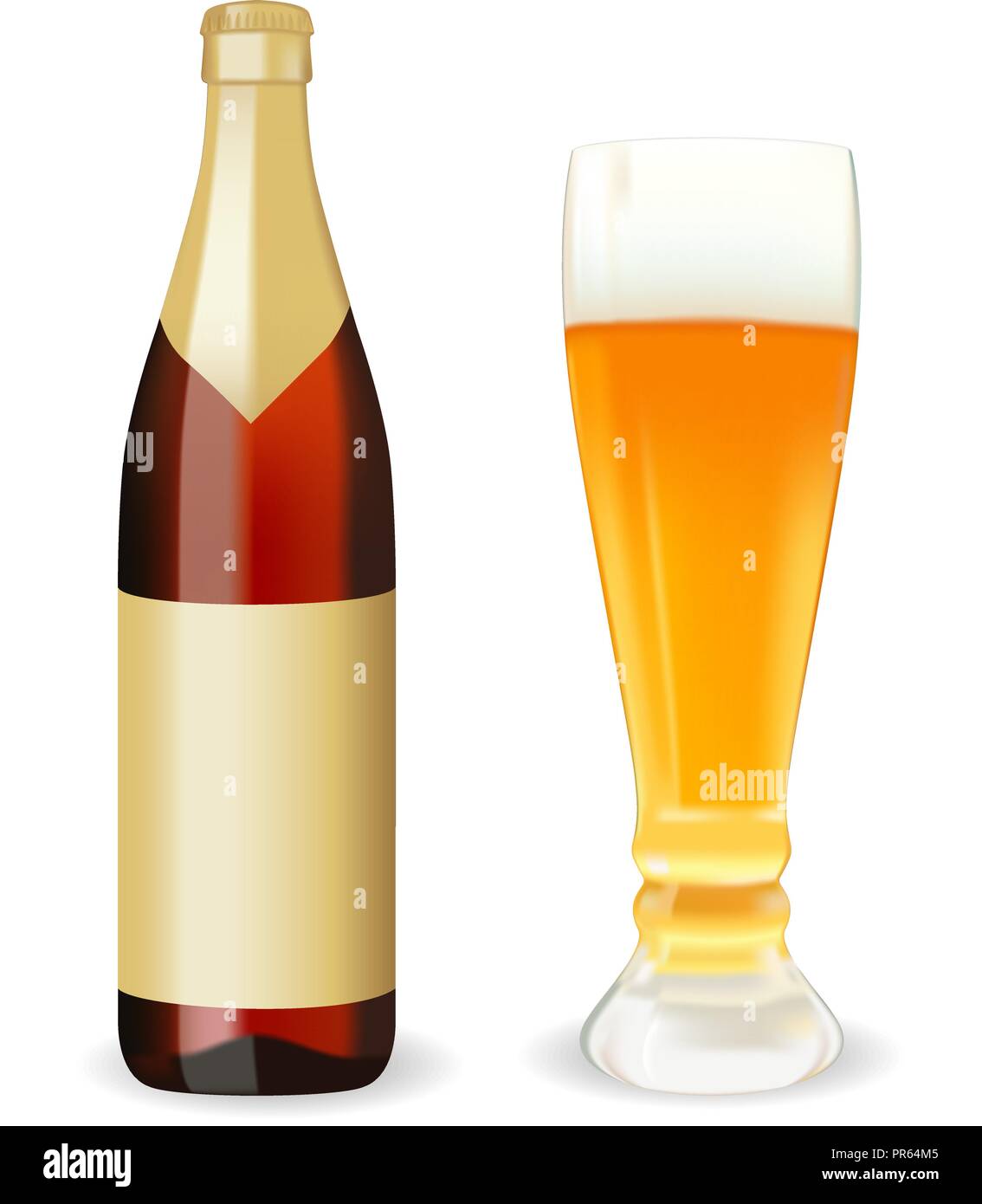 Flasche und Glas Bier Stock Vektor