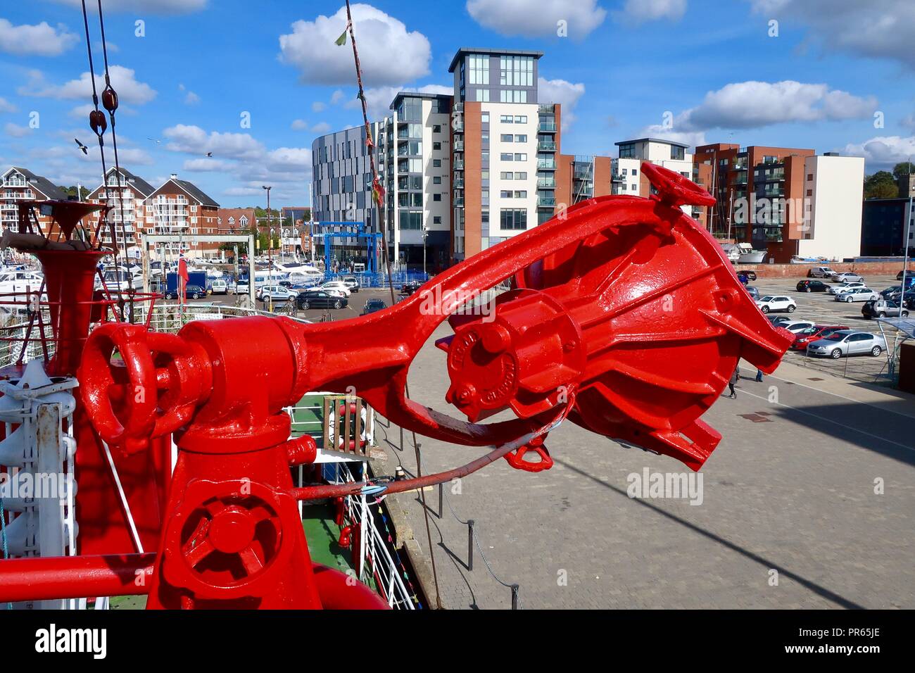 Licht Schiff LV 18 zeitweise bis günstig im Neptune Marina in Ipswich, SuffolkLV 18 üblichen Liegeplatz in Harwich wird ausgebaggert. September 2018. Stockfoto