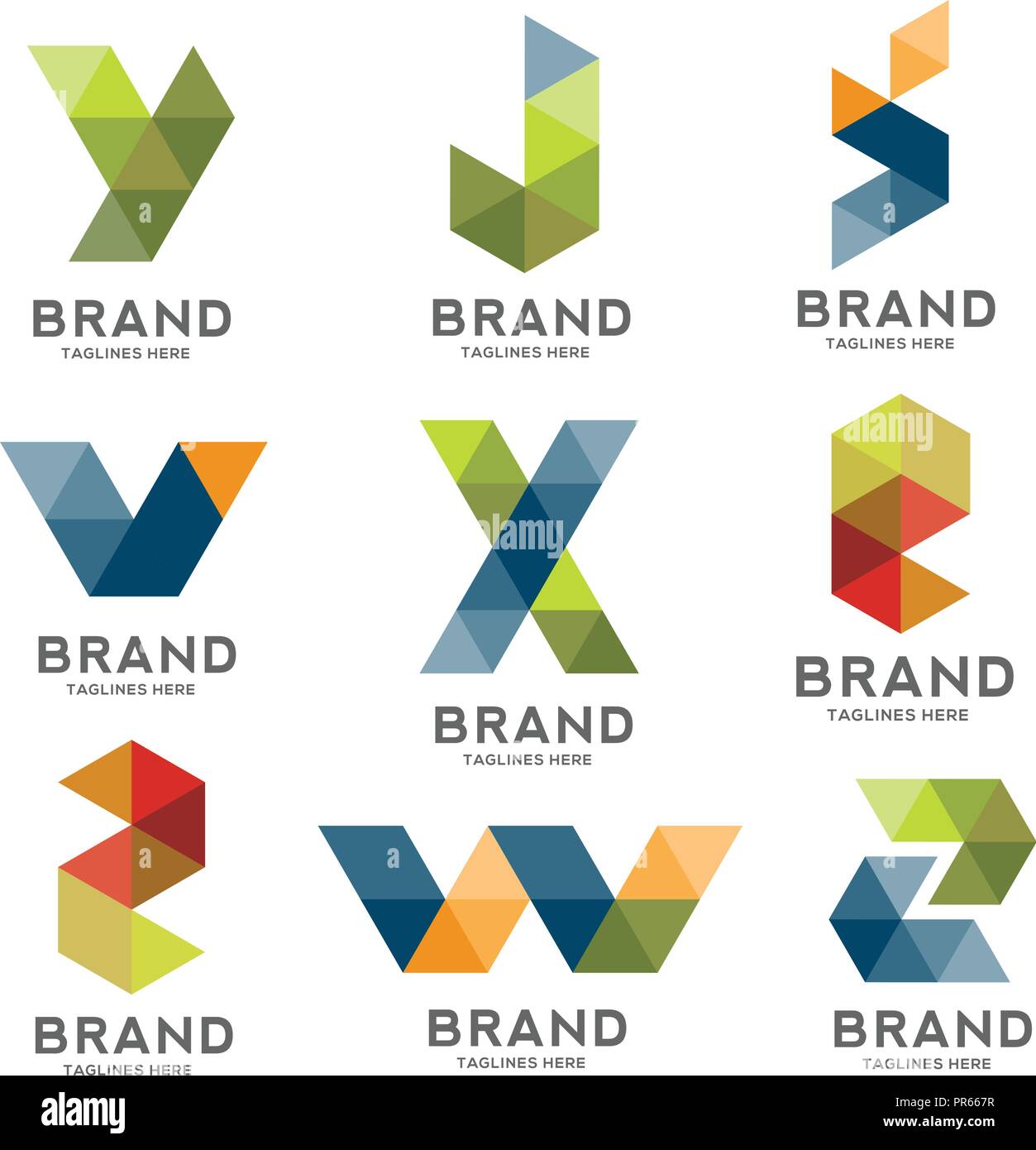 Satz von Buchstaben geometrische logo Vektor, kreative moderne und farbenfrohe Schreiben logo, moderne Schreiben IT Logo, Buchstabe e-commerce Logo Stock Vektor