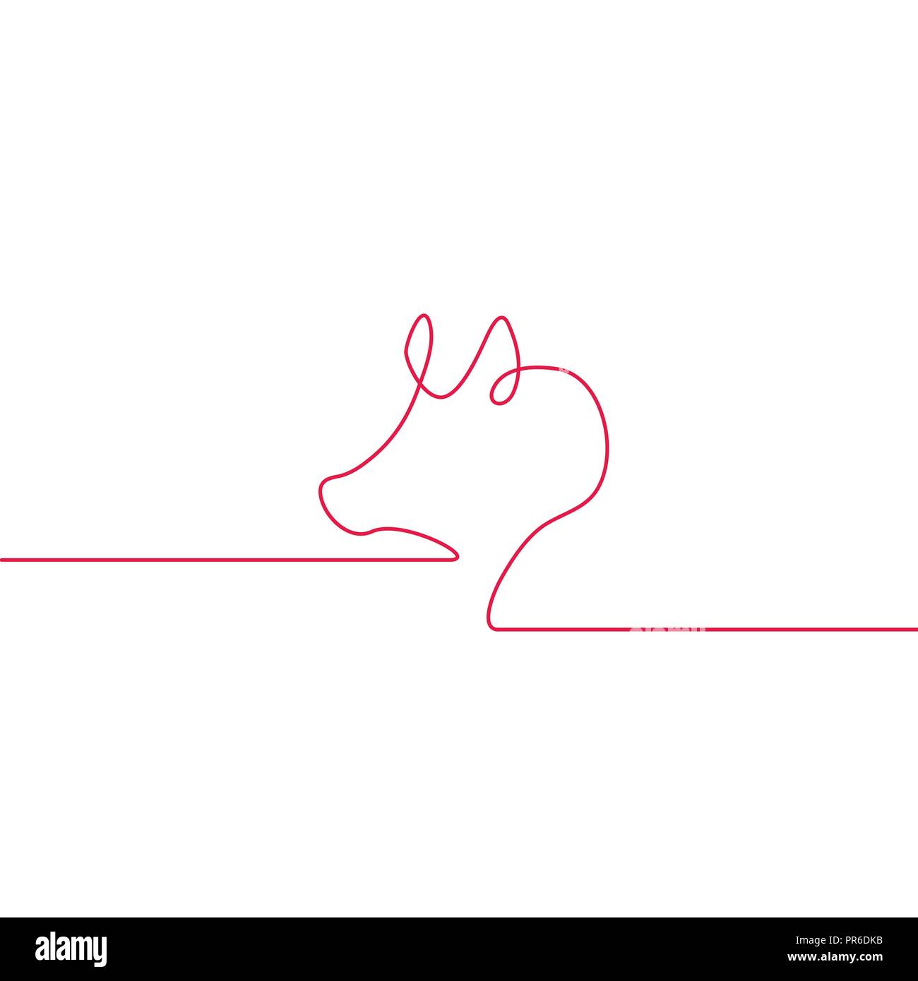 Eine Zeile design Silhouette des Schweins. Minimalistischer stil Vector Illustration. Flat Style. Stock Vektor