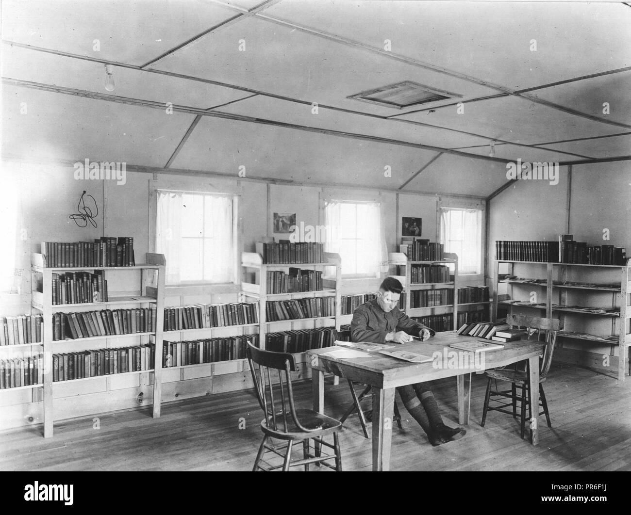 1918 - Bibliothek, Plattsburg Kasernen, N.Y Stockfoto