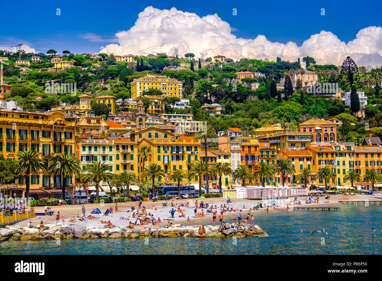 Santa Margherita Ligure Strand - Italienische Riviera - Ligurien - Italien Stockfoto