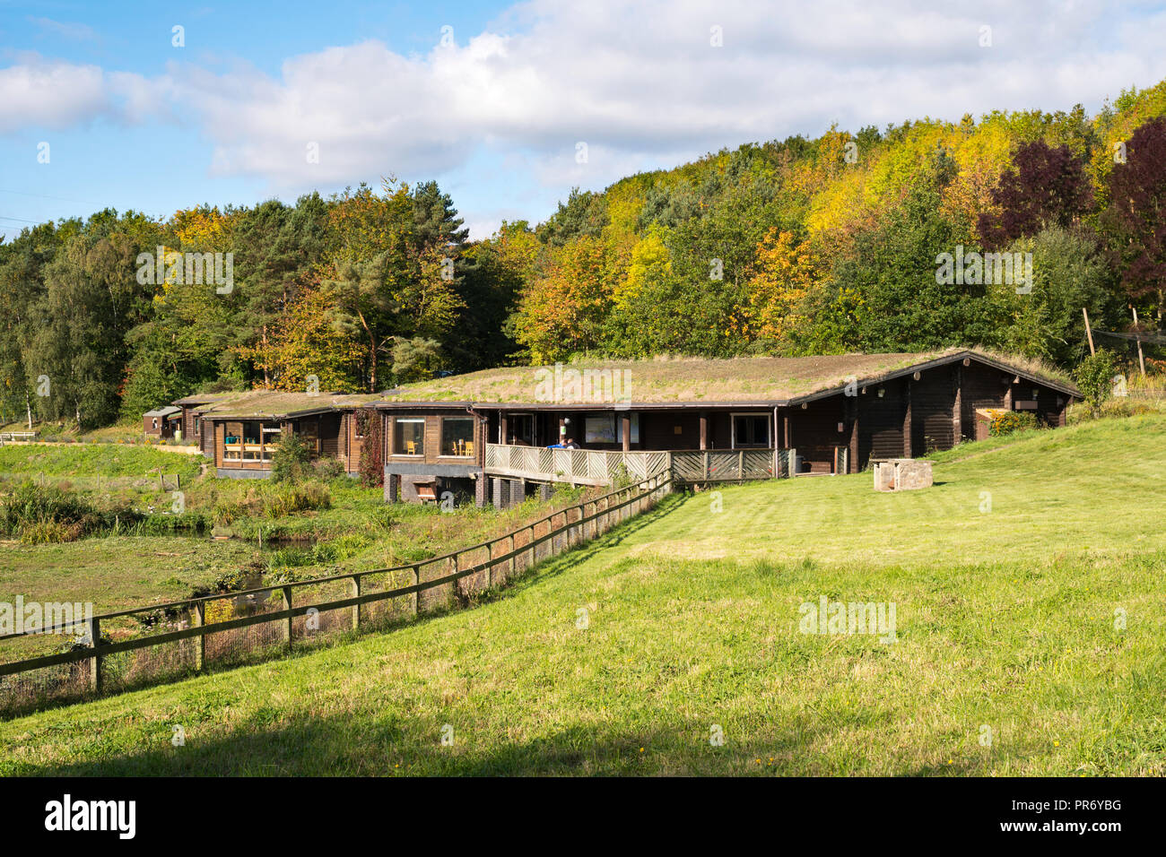 Visitor Center, Washington Wetland Centre, Wildgeflügel und Feuchtgebiete Vertrauen, North East England, Großbritannien Stockfoto