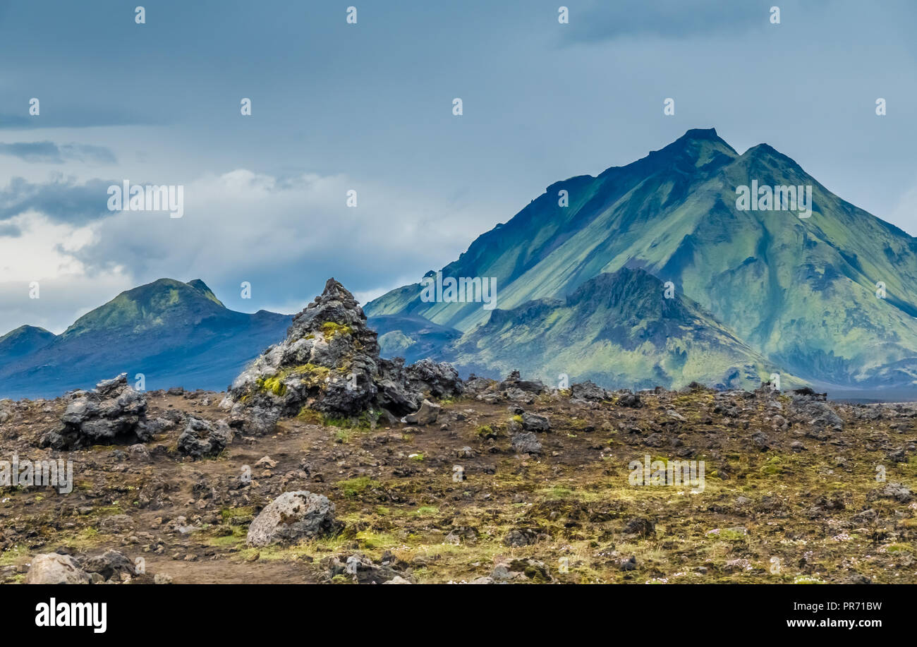 Landschaften in der Nähe der Hvanngil camp site, Wanderweg Laugavegur, Hochland von Island Stockfoto