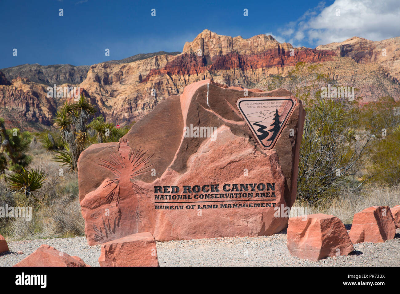 Eingangsschild, Red Rock Canyon National Conservation Area, Nevada Stockfoto