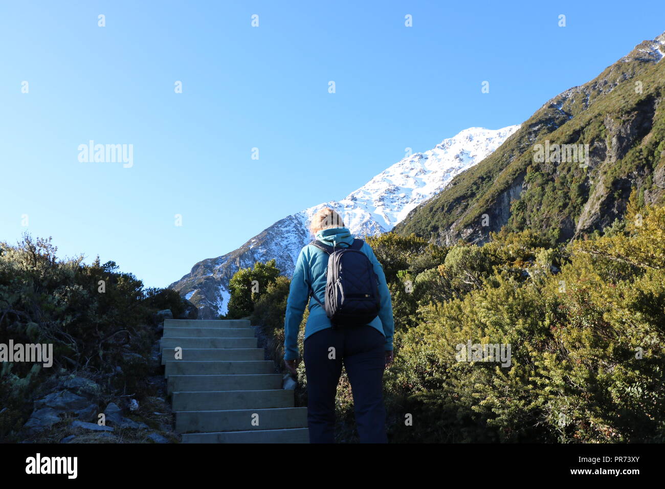 Mount Cook Nationalpark und Wandern die Hooker Valley Track, Stockfoto