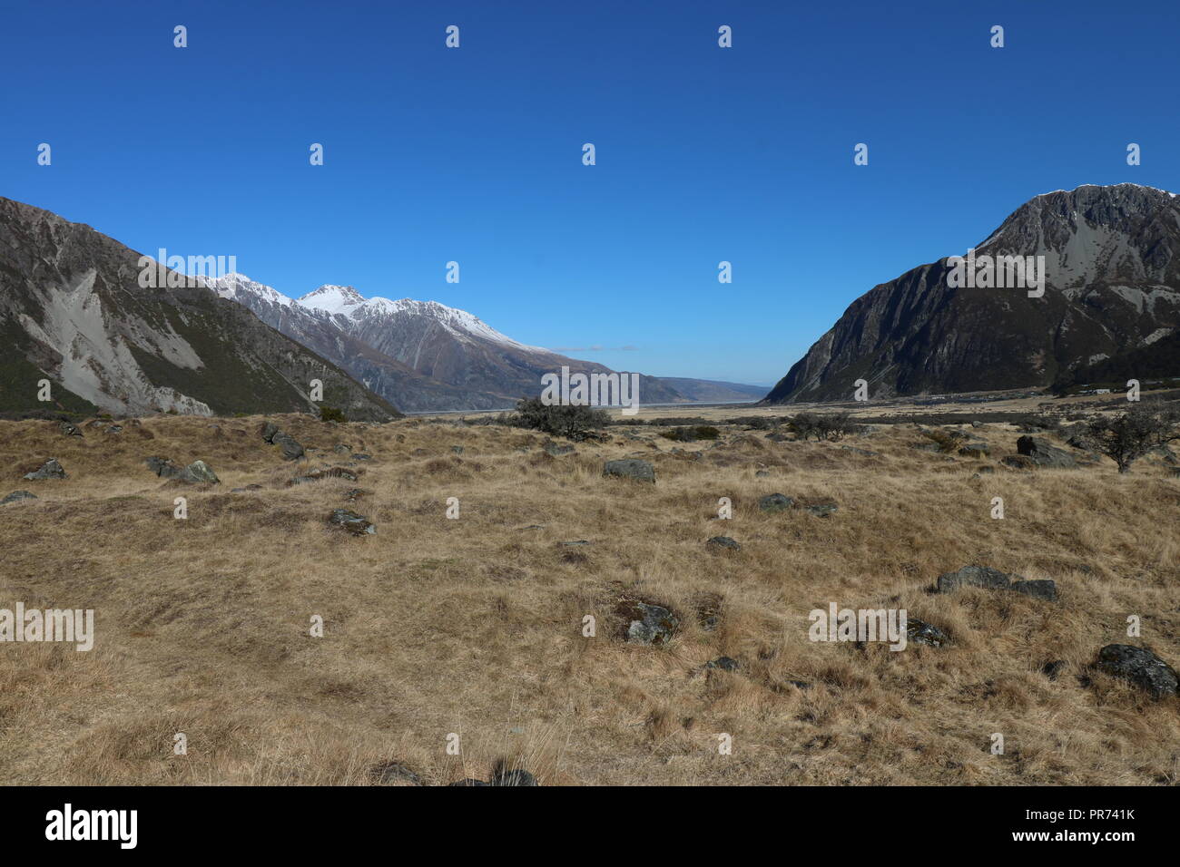 Mount Cook Nationalpark und Wandern die Hooker Valley Track, Stockfoto