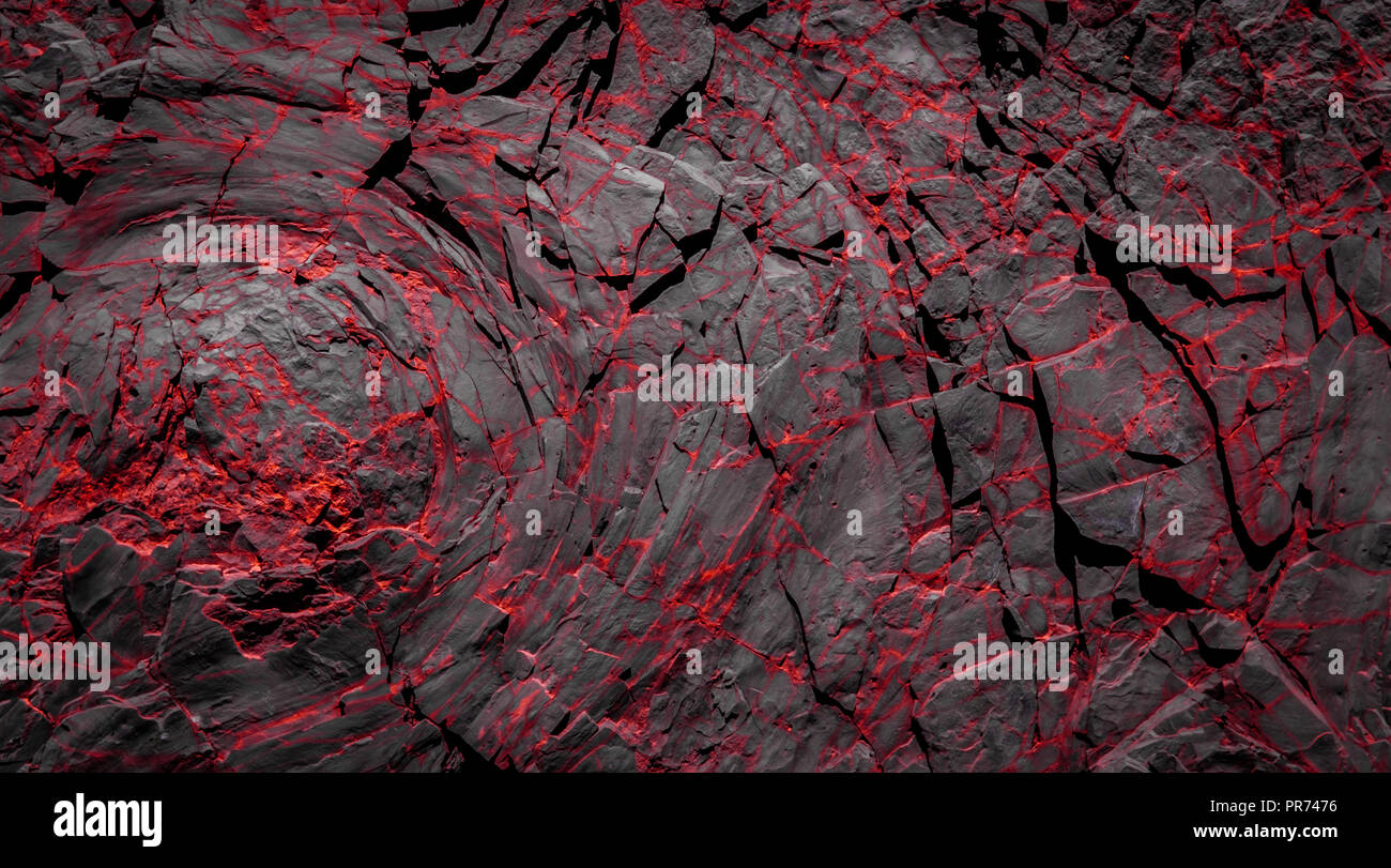 Schwarze und rote Felsen - Stein - Hintergrund Stockfoto
