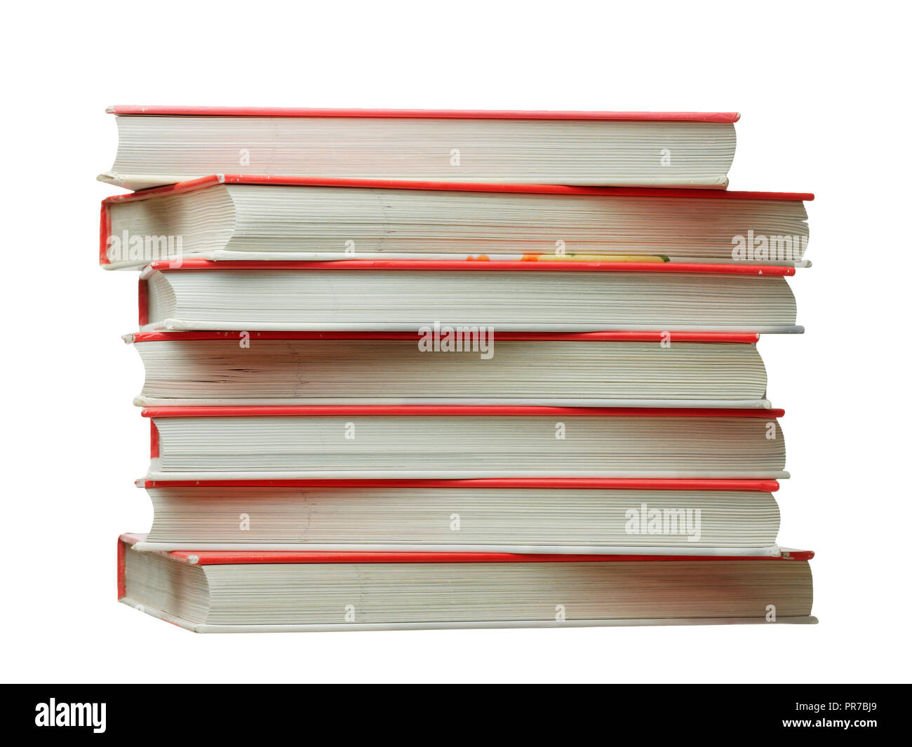 Stapel Bücher isoliert auf weiss Stockfoto