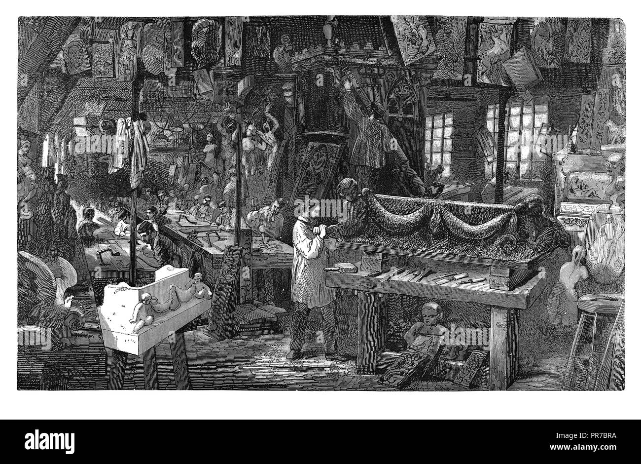 19. jahrhundert Illustration - Holzschnitzerei an die Werke von MM. Mazaroz, Ribaillier und Co, Frankreich, C. 19. "In der praktischen Magazi veröffentlicht. Stockfoto