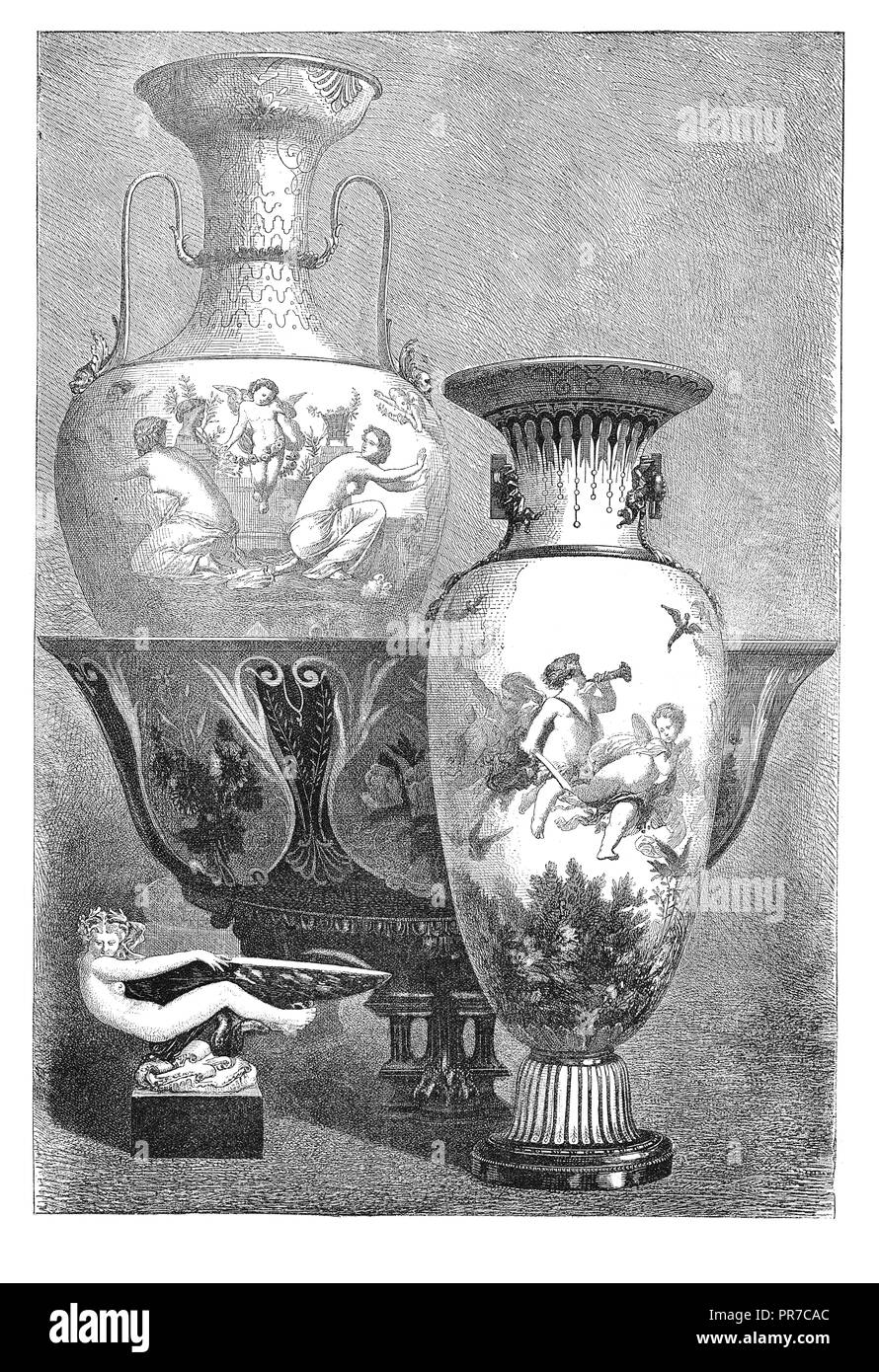 19. jahrhundert Illustration - Edelsteine der industriellen Kunst Porzellan aus der Manufaktur im Sevres - Paris, Frankreich (antike Gravur). In "Die P veröffentlicht Stockfoto