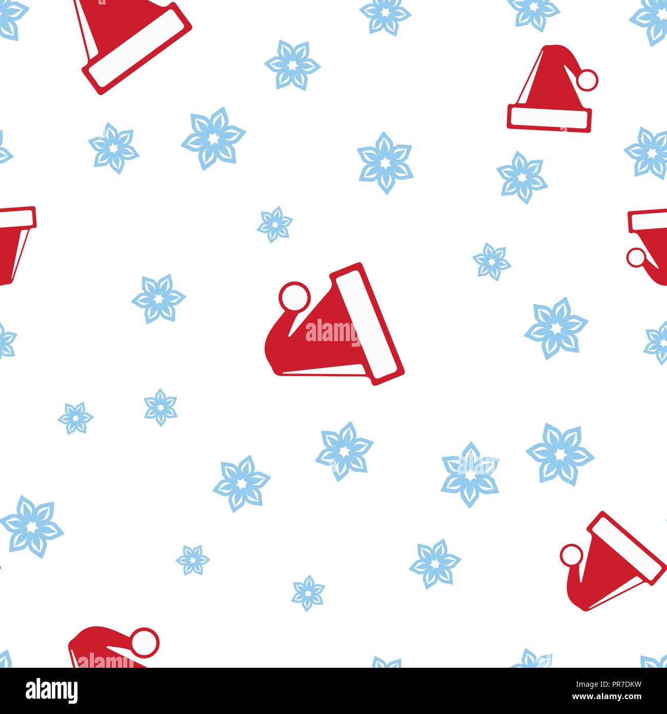 Weihnachten hüte Santa und Schneeflocke nahtlose Muster. Auf einem weißen Hintergrund. Vector Illustration. Stock Vektor