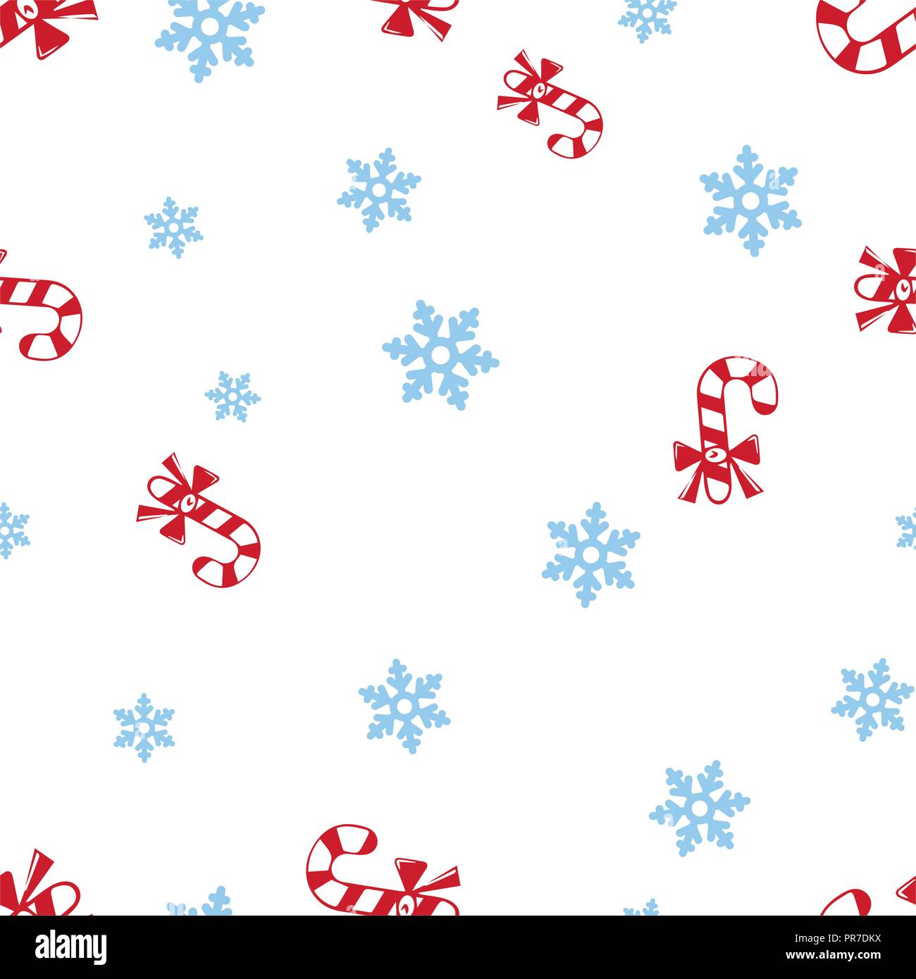 Weihnachten Zuckerstange und Schneeflocke nahtlose Muster. Auf einem weißen Hintergrund. Vector Illustration. Stock Vektor