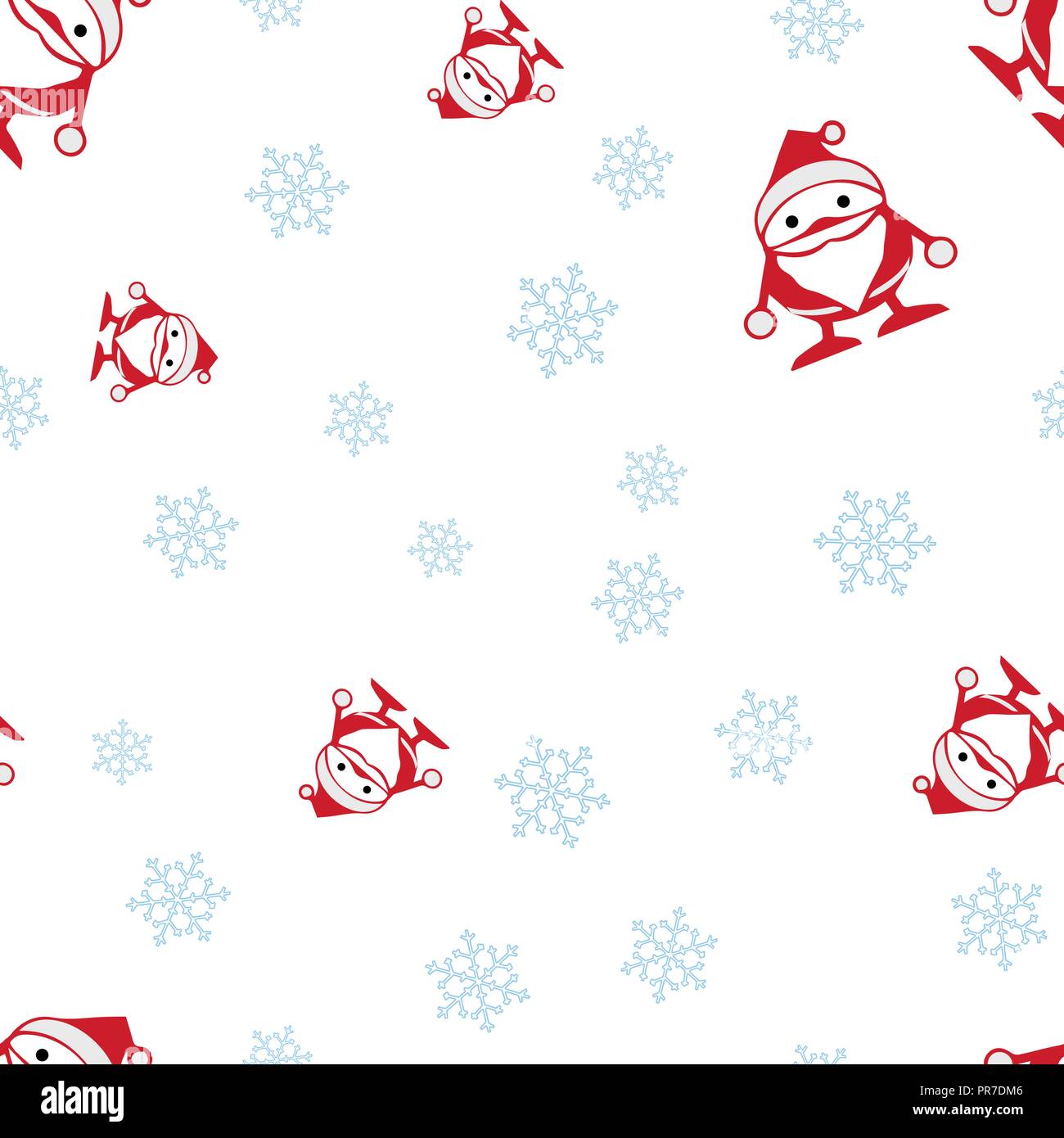 Santa Claus und Schneeflocke nahtlose Muster. Auf einem weißen Hintergrund. Vector Illustration. Stock Vektor
