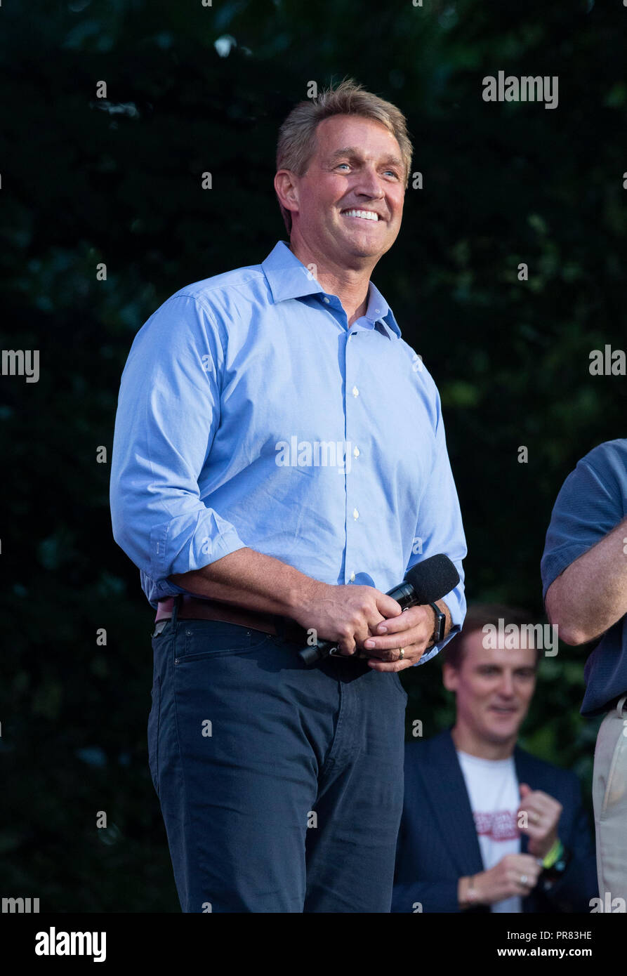 New York, USA. 29. September 2018. US-Senator Jeff Flake spricht auf der Bühne während Global Citizen Festival 2018: Die Generation im Central Park Credit: Lev radin/Alamy leben Nachrichten Stockfoto