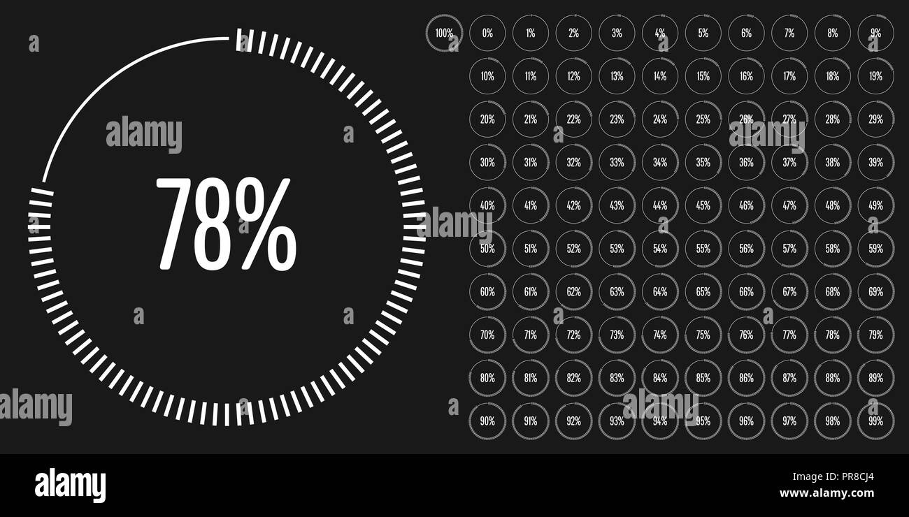 Der Kreis Prozentsatz Diagramme von 0 bis 100 ready-to-use für Web Design, User Interface (UI) oder infografik - Indikator mit Weiß Stock Vektor