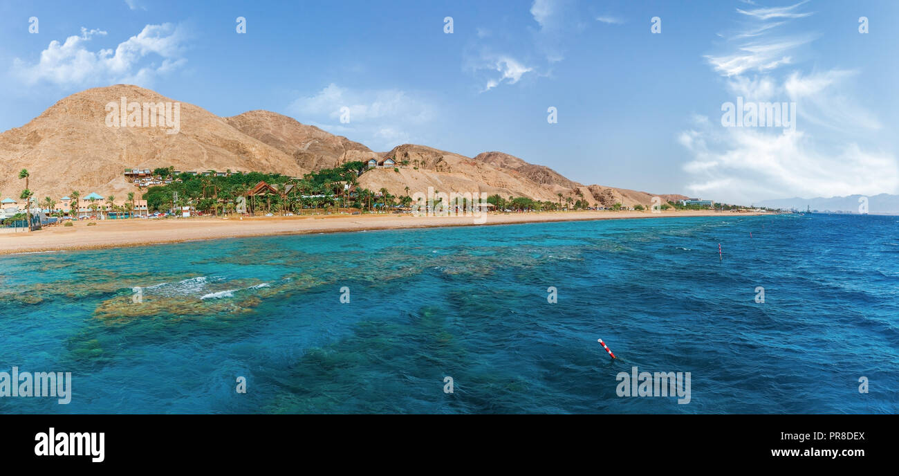 Panorama der Küste von Eilat am Roten Meer Israel Stockfoto