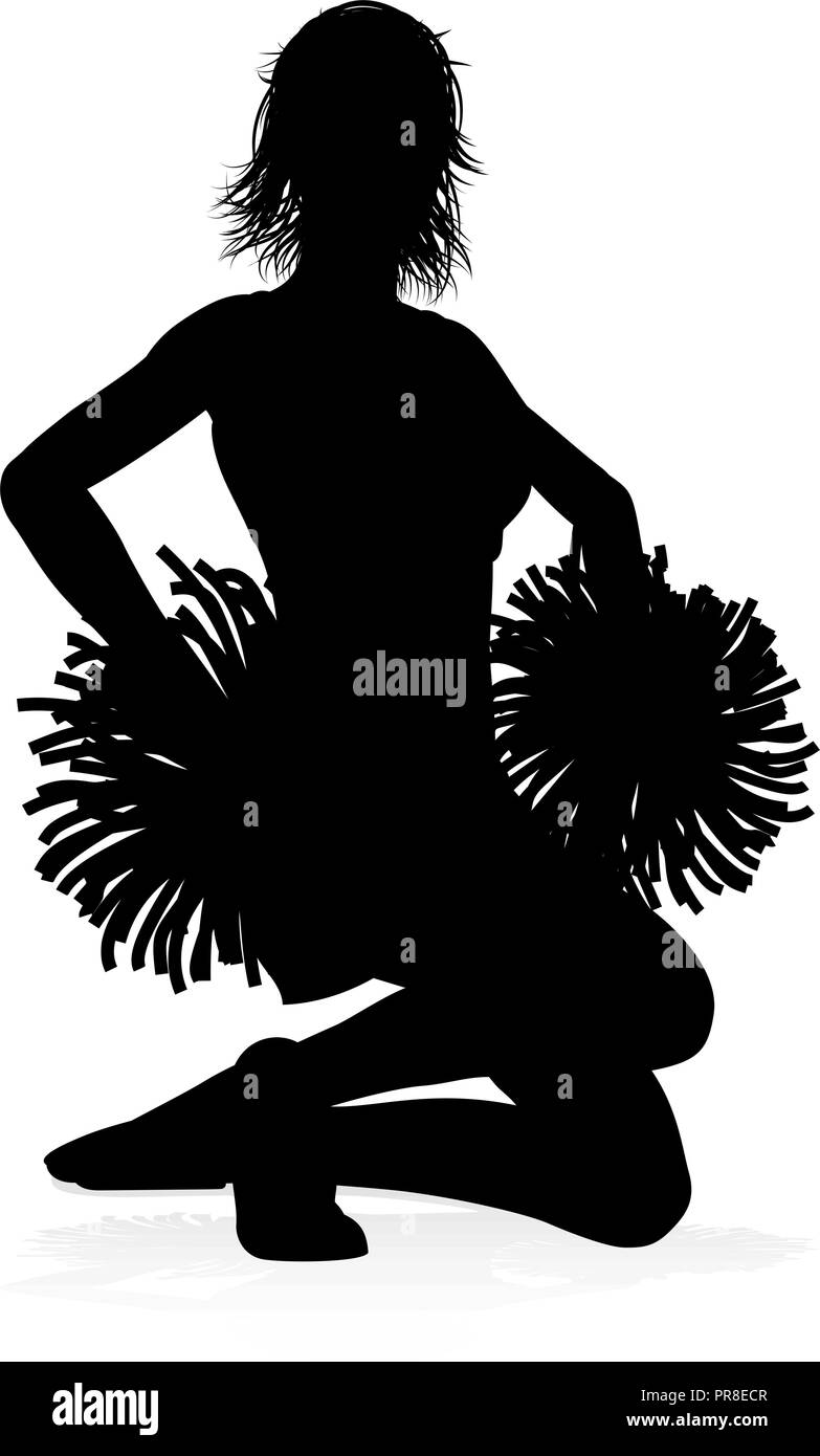 Cheerleader Pom Poms Silhouette Stock Vektor