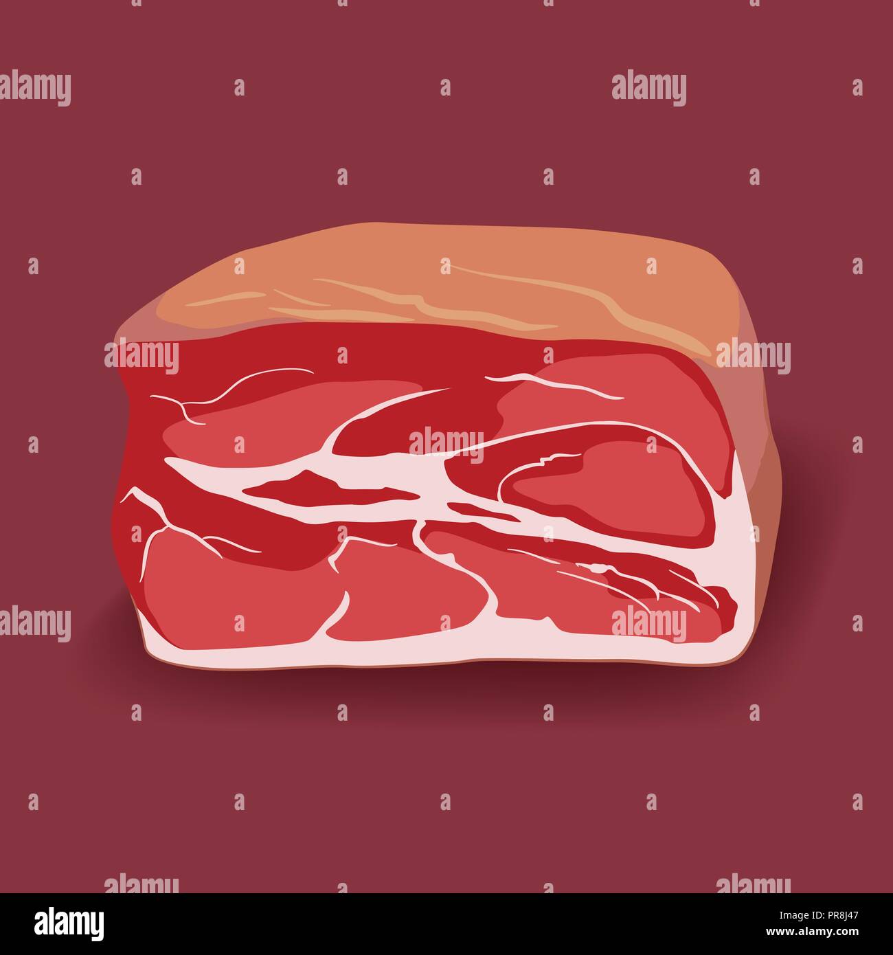 Schweinefleisch, Schinken, gammon Symbol in Flat, frisches Fleisch. Stock Vektor