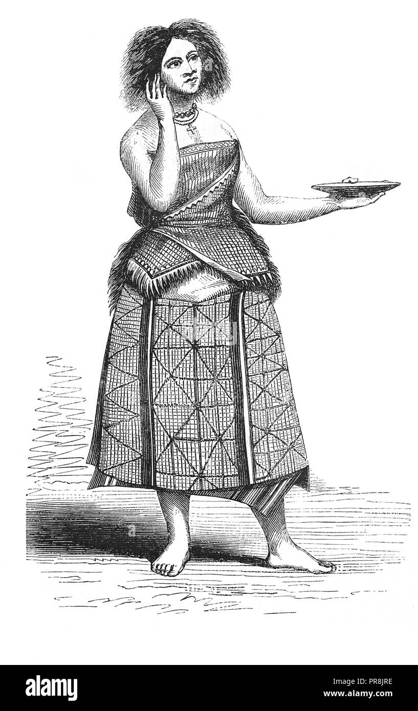 19 Abbildung: Eine junge Frau aus dem Wallis Insel. Originale Kunstwerke in Le Magasin Pittoresque von M. A. Lachevardiere, Paris, 184 veröffentlicht. Stockfoto