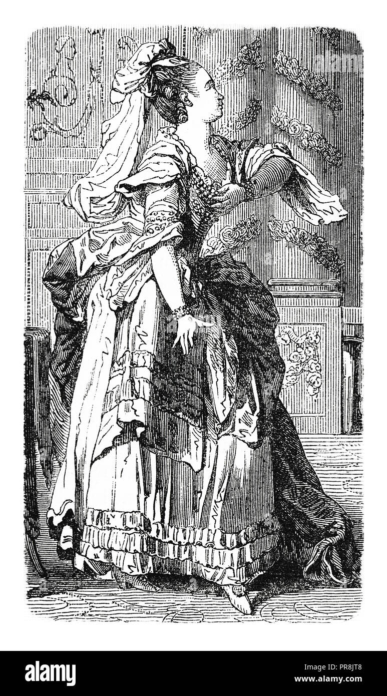 19 Abbildung: eine Szene aus dem "Zemira und Azor' Oper - Ballett von Marmontel und Gretry (1771). Originale Kunstwerke in Le Magasin veröffentlicht. Stockfoto
