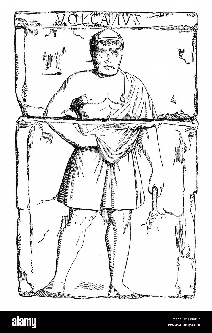 19 Darstellung der Vulkanier. In der alten römischen Religion und Mythos, Vulcan ist der Gott des Feuers, darunter das Feuer der Vulkane. Detail aus Ga Stockfoto