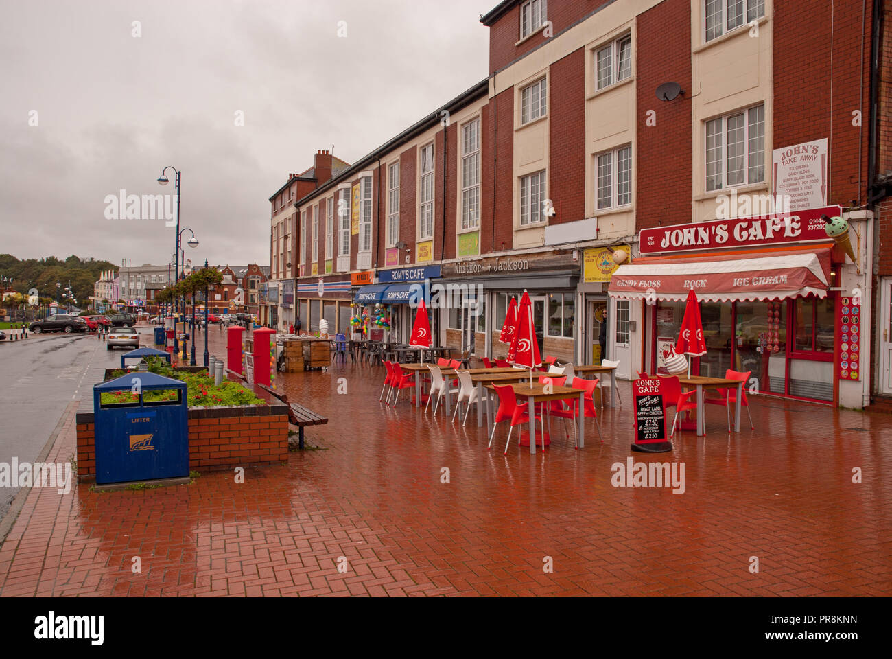 Barry Island im Regen. September 2018 Stockfoto