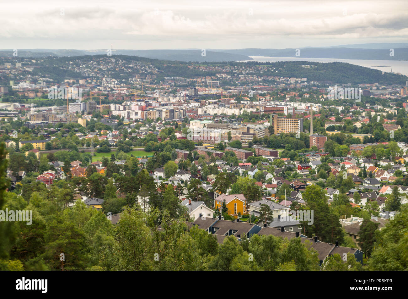 Hohe besiedelten Gebiet von Oslo, Norwegen. Stockfoto