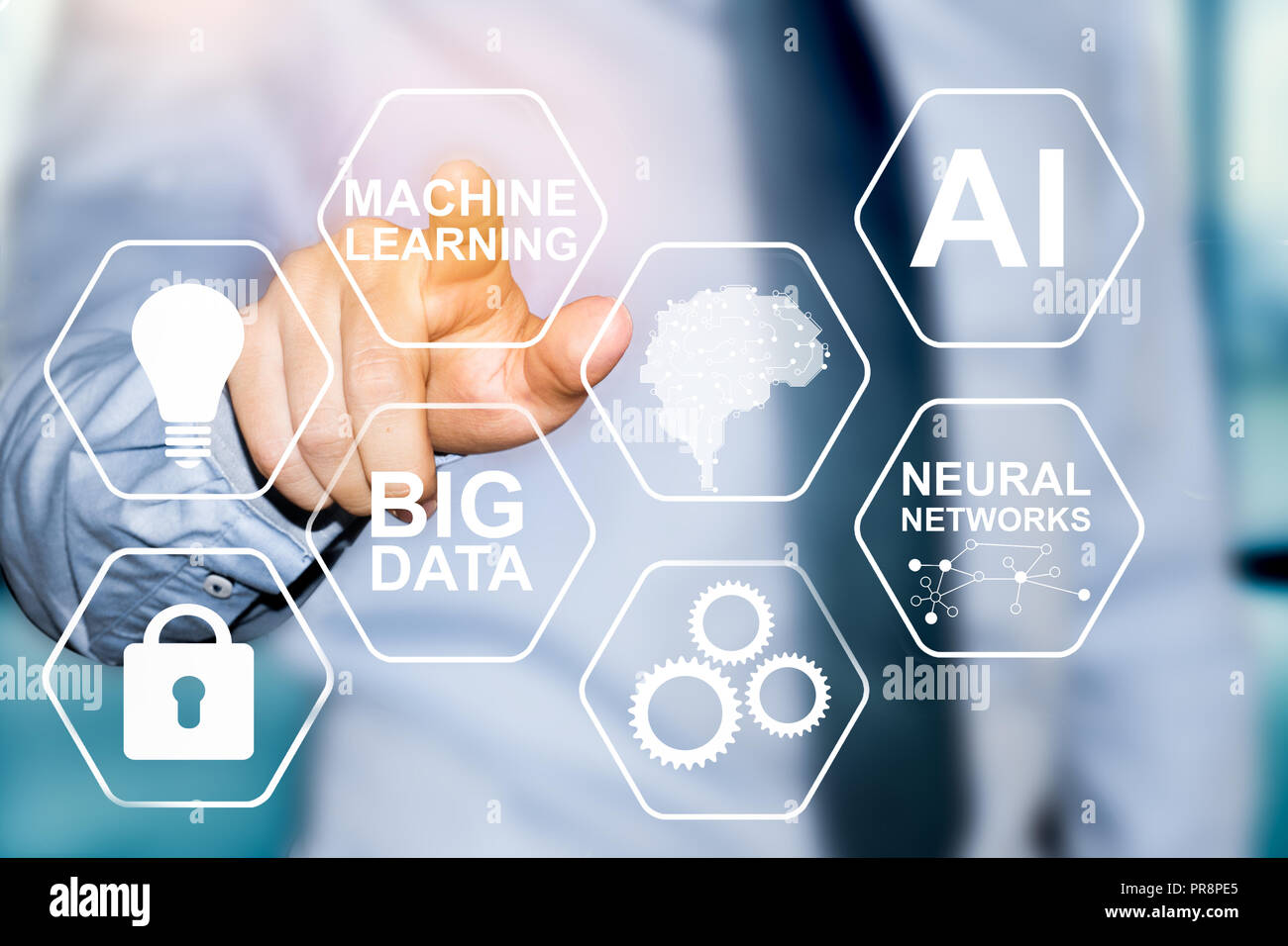 Maschinelles Lernen und künstliche Intelligenz Technologie Stockfoto