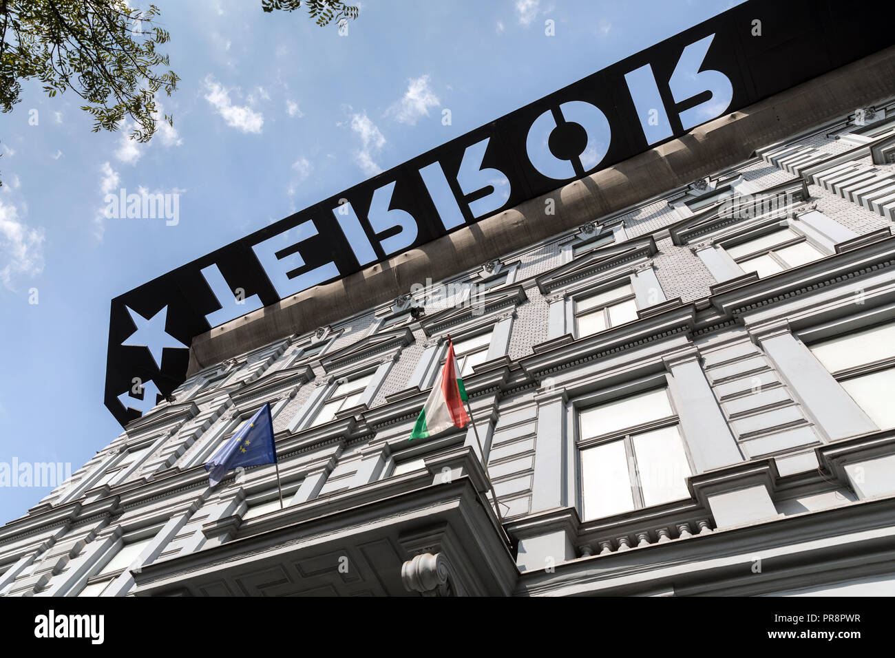 Das Haus des Terrors, für Inhaftierung und Folter von ungarischen Pfeilkreuzler Faschisten und später der kommunistischen Regime in Budapest Stockfoto