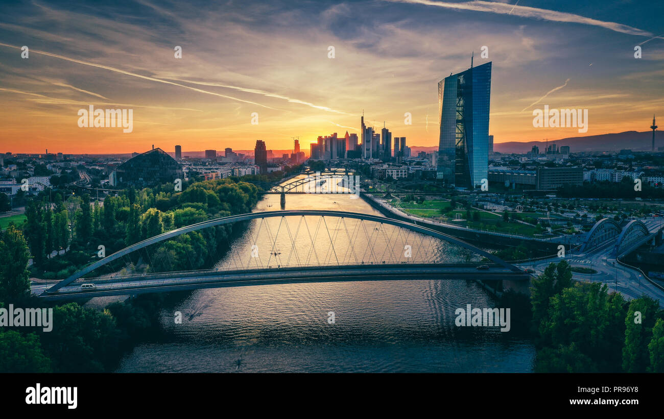 Frankfurt Sonnenuntergang Stockfoto