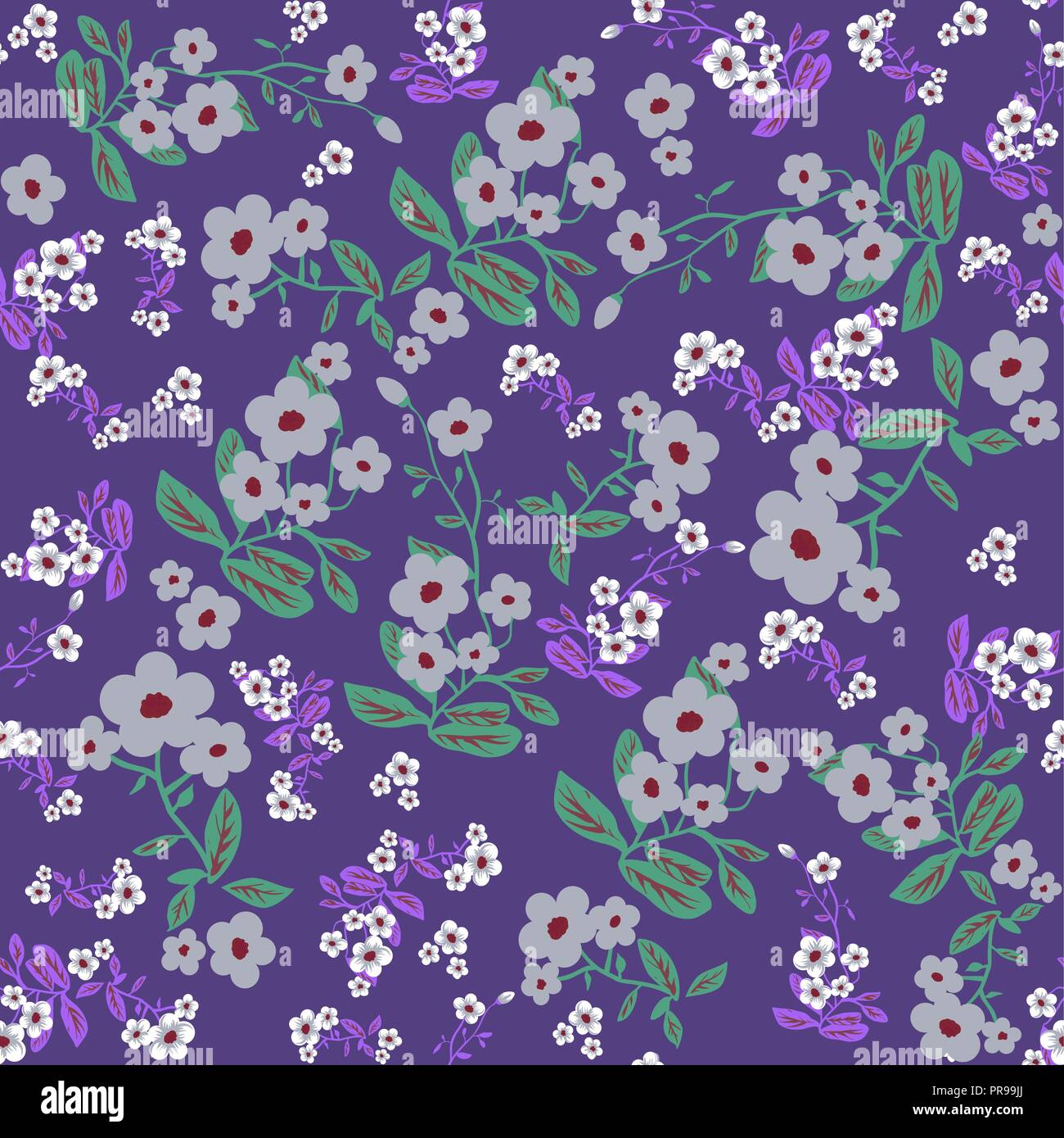 Blaue Blumen nahtlose Muster Stock Vektor