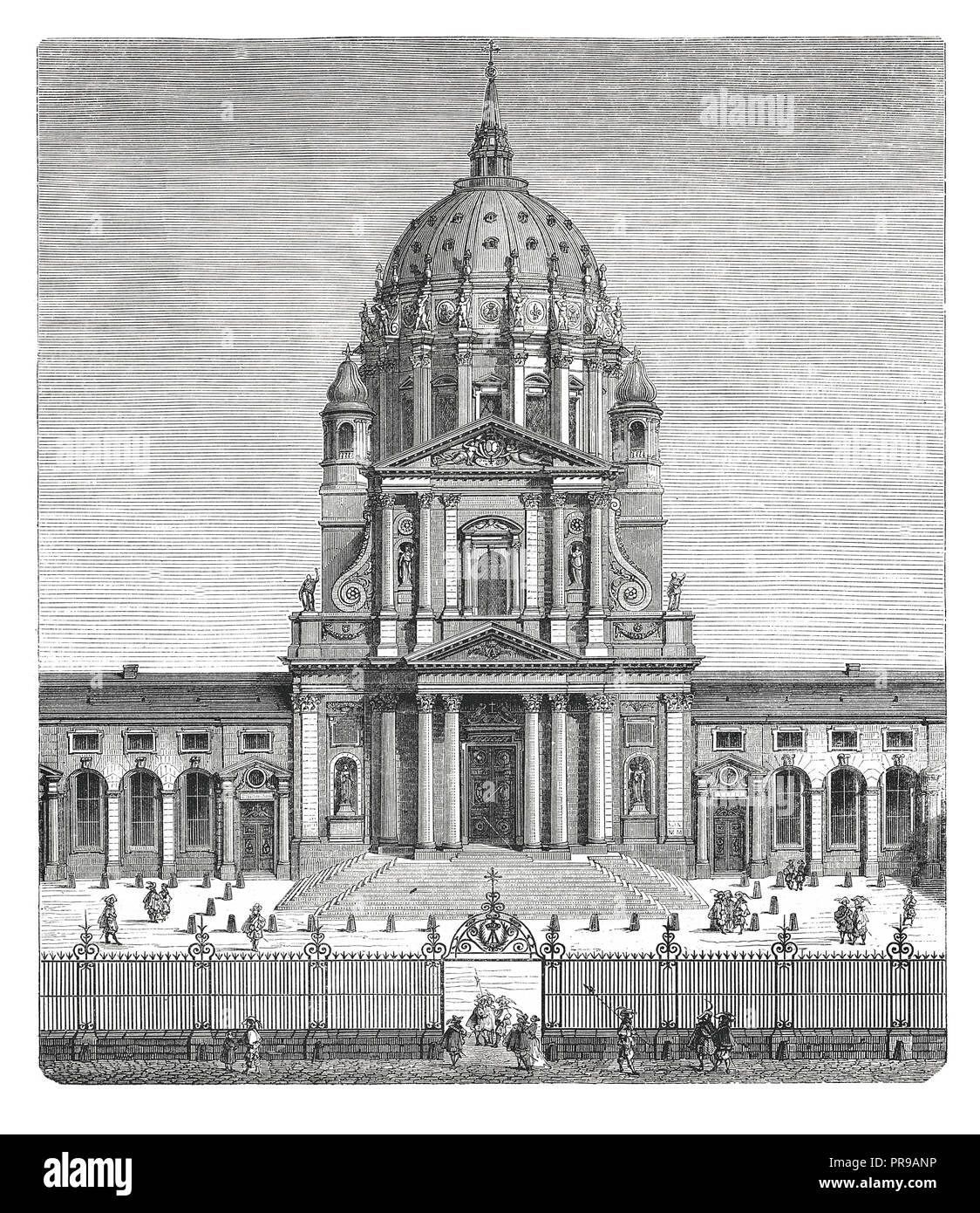 19 Abbildung: Kirche des Val-de-Grace, Paris. Originale Kunstwerke in Le Magasin Pittoresque von M. A. Lachevardiere, Paris, 18 veröffentlicht. Stockfoto