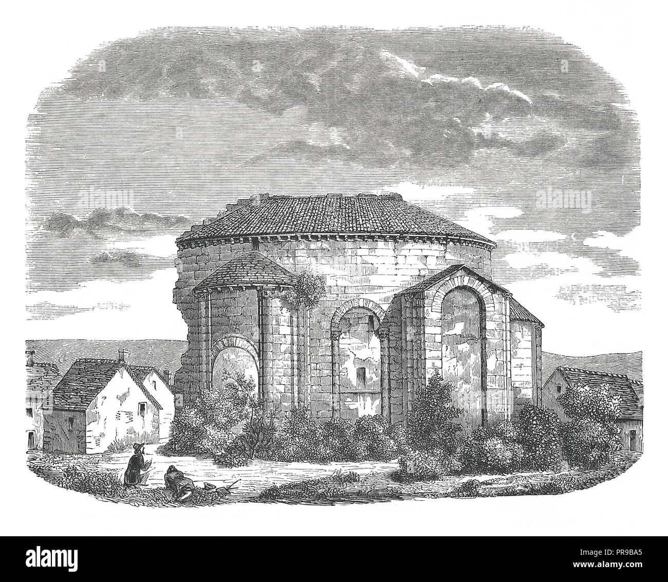 19 Abbildung: die Ruinen von St. Leonard Kirche. Außenansicht der Apsis. Originale Kunstwerke in Le Magasin Pittoresque von M. A. veröffentlicht. Stockfoto